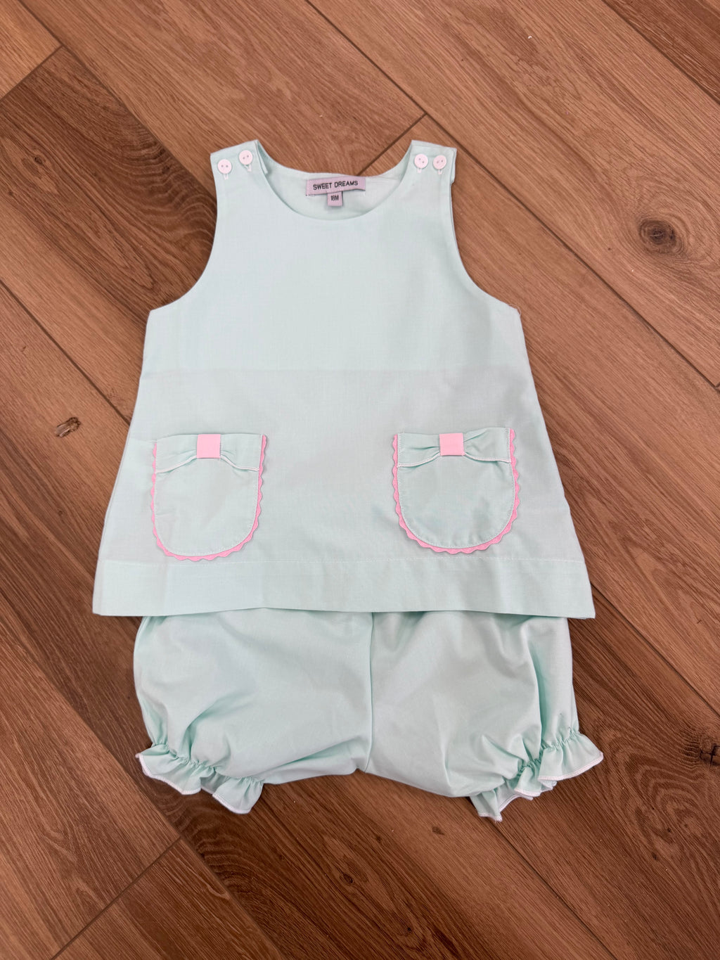 Mint Bow Pocket Bloomer Set