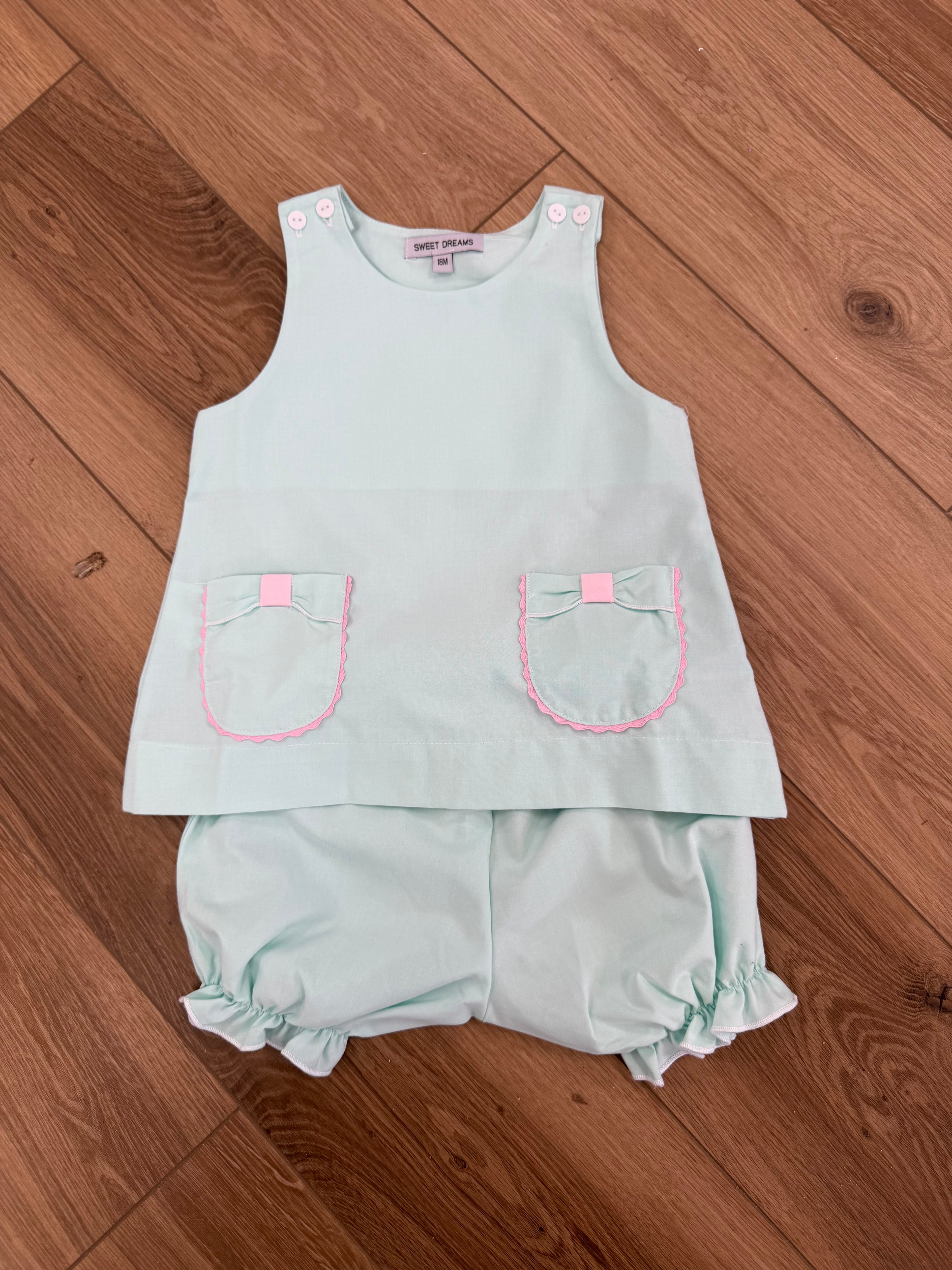 Mint Bow Pocket Bloomer Set