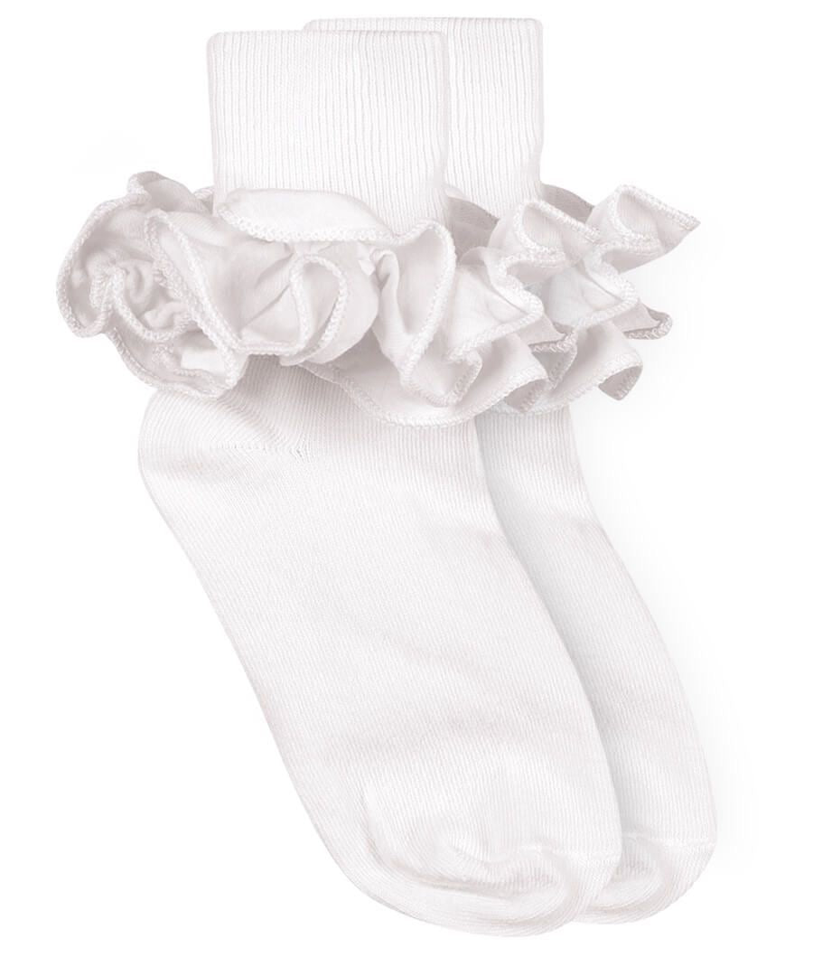 White Frilly Ruffle Lace Socks
