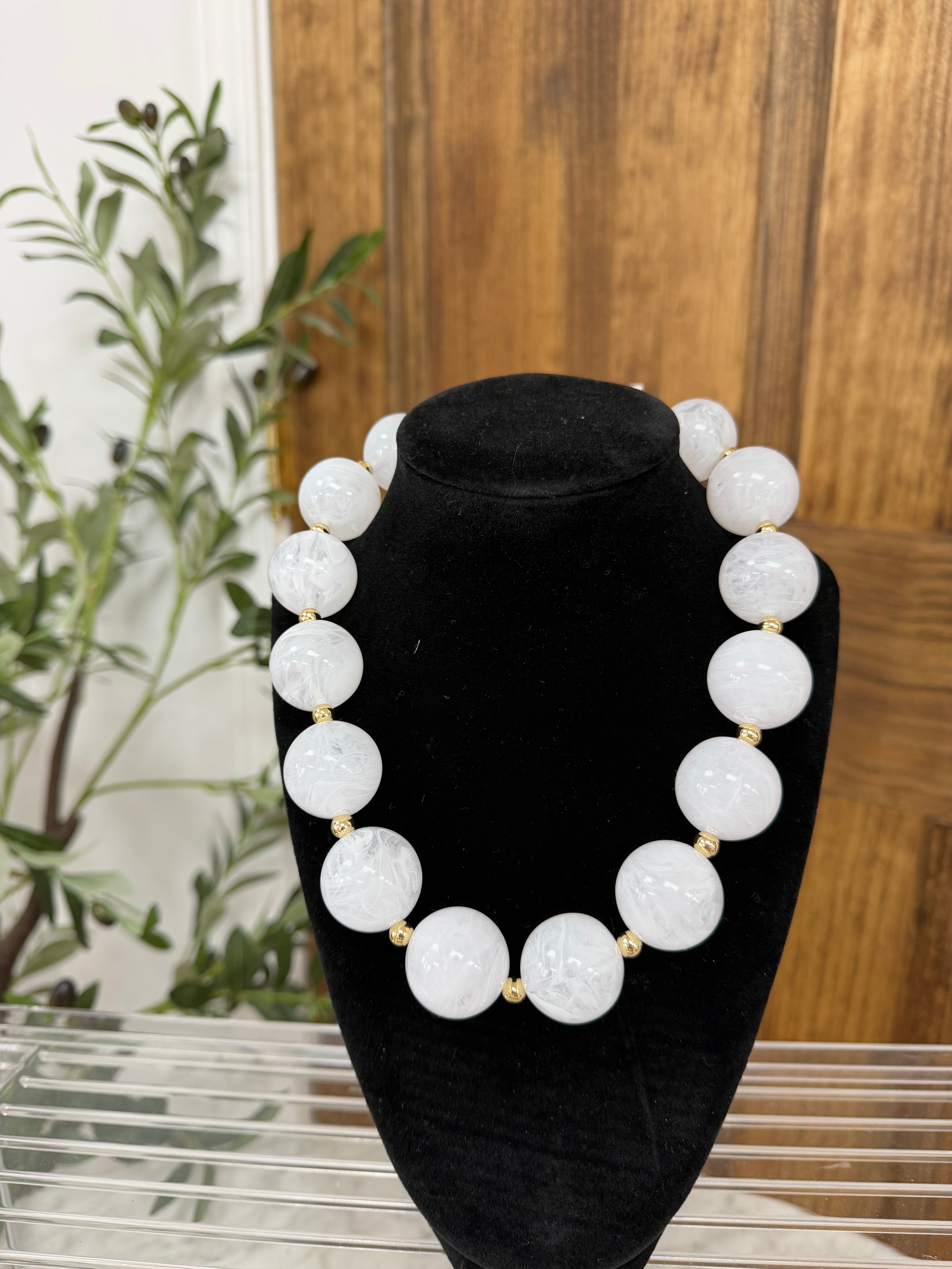 Marble Acrylic Bead Necklace
