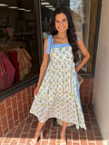 Hydrangeas Tie Sleeve Dress