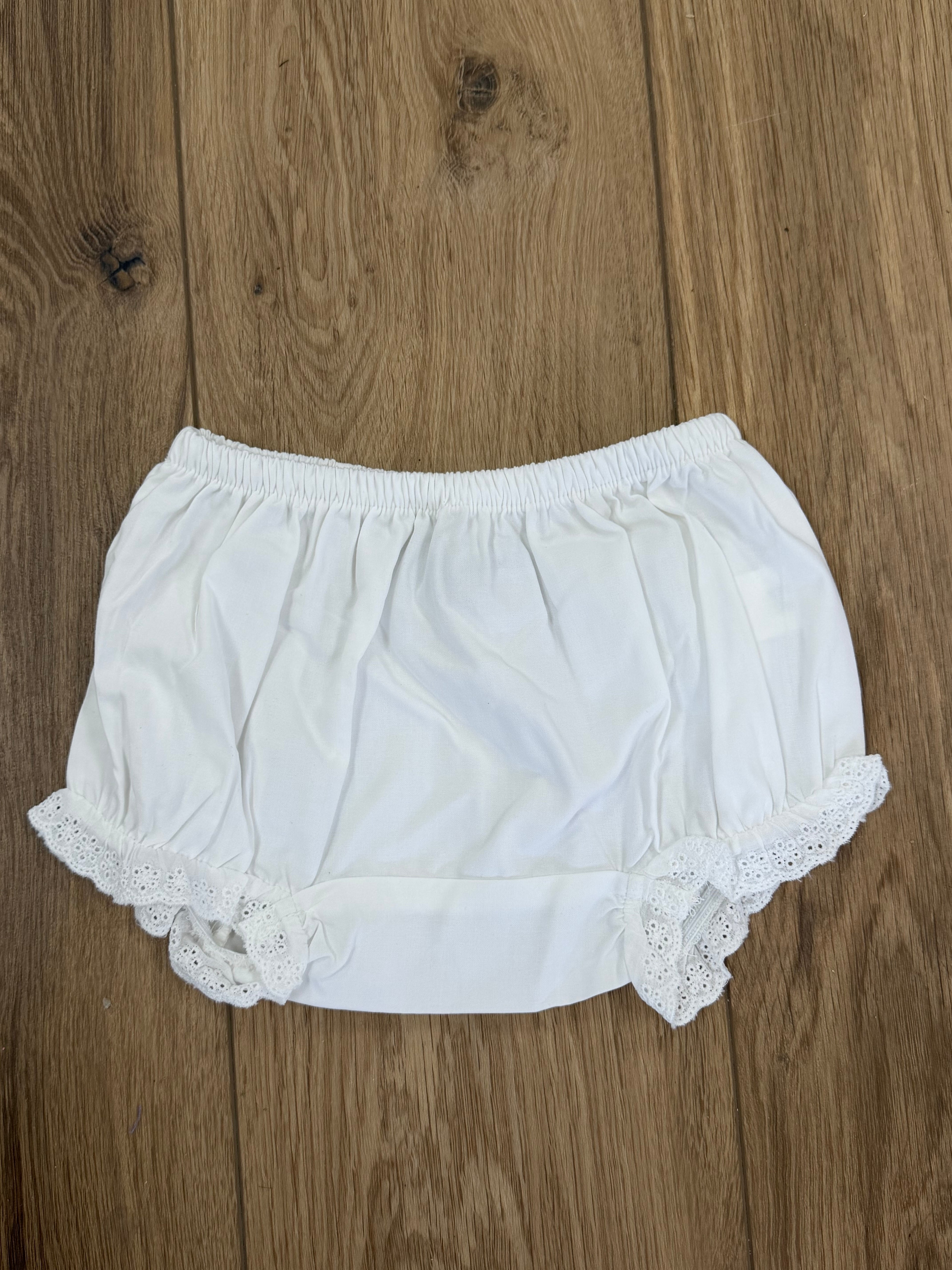 White Eyelet Lace Trim Bloomers