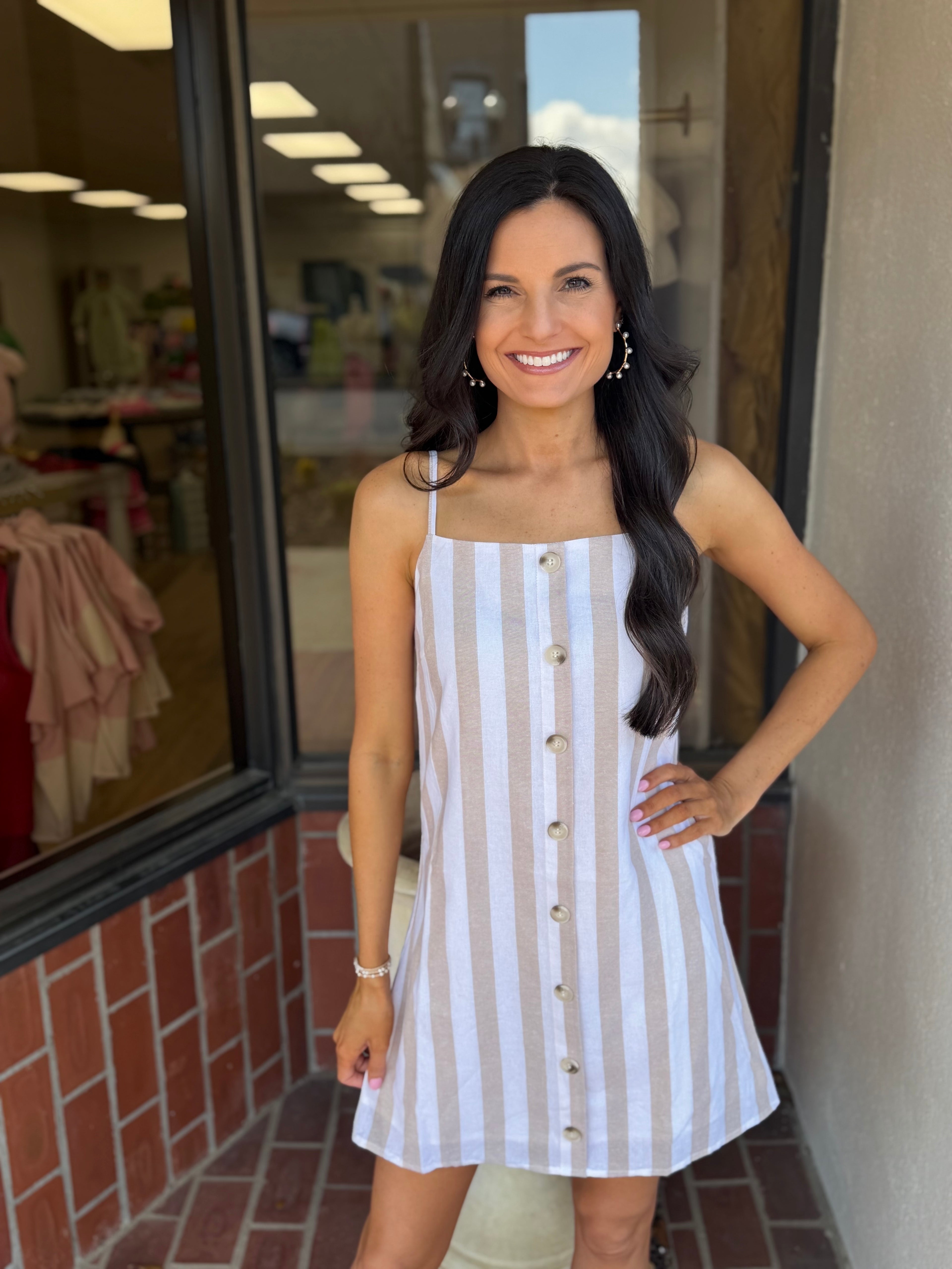 Striped A-Line Cami Mini Dress