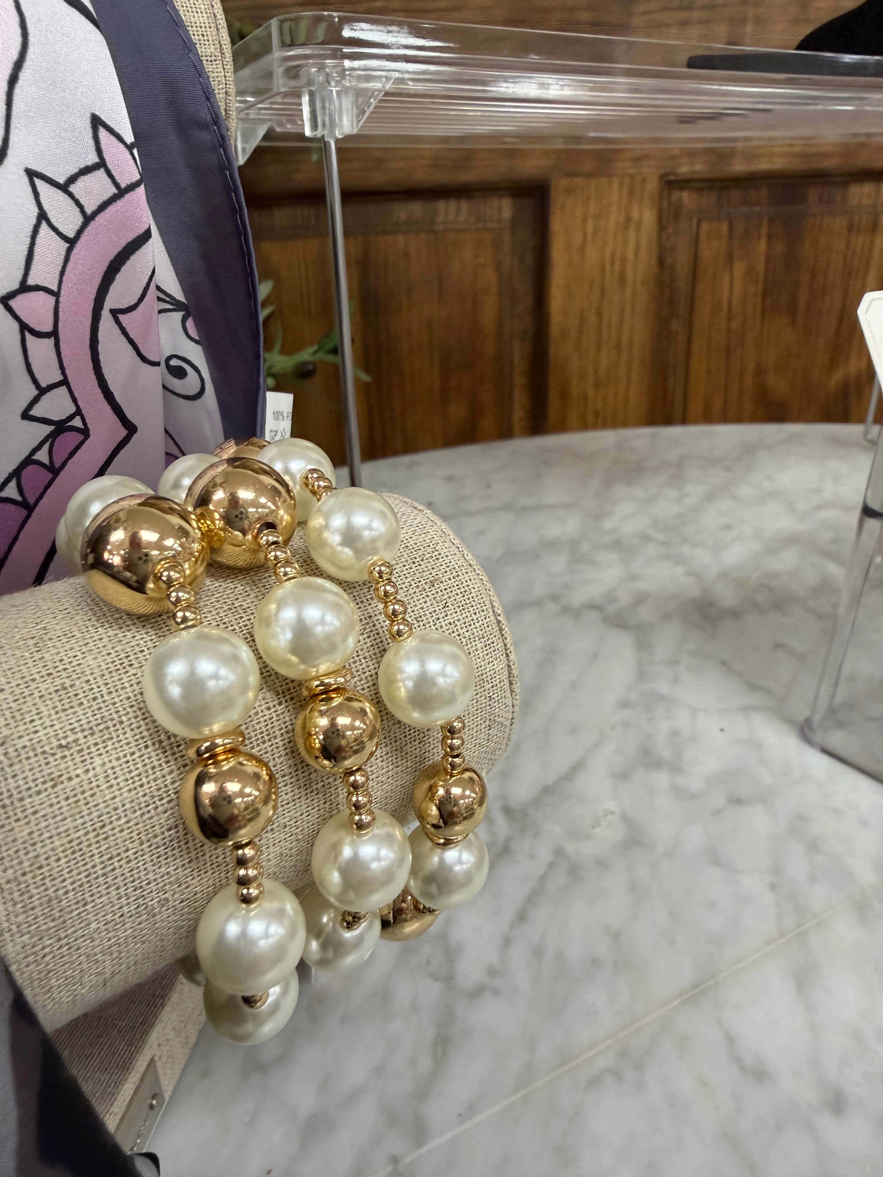 3 Set Pearl Beaded Bracelets