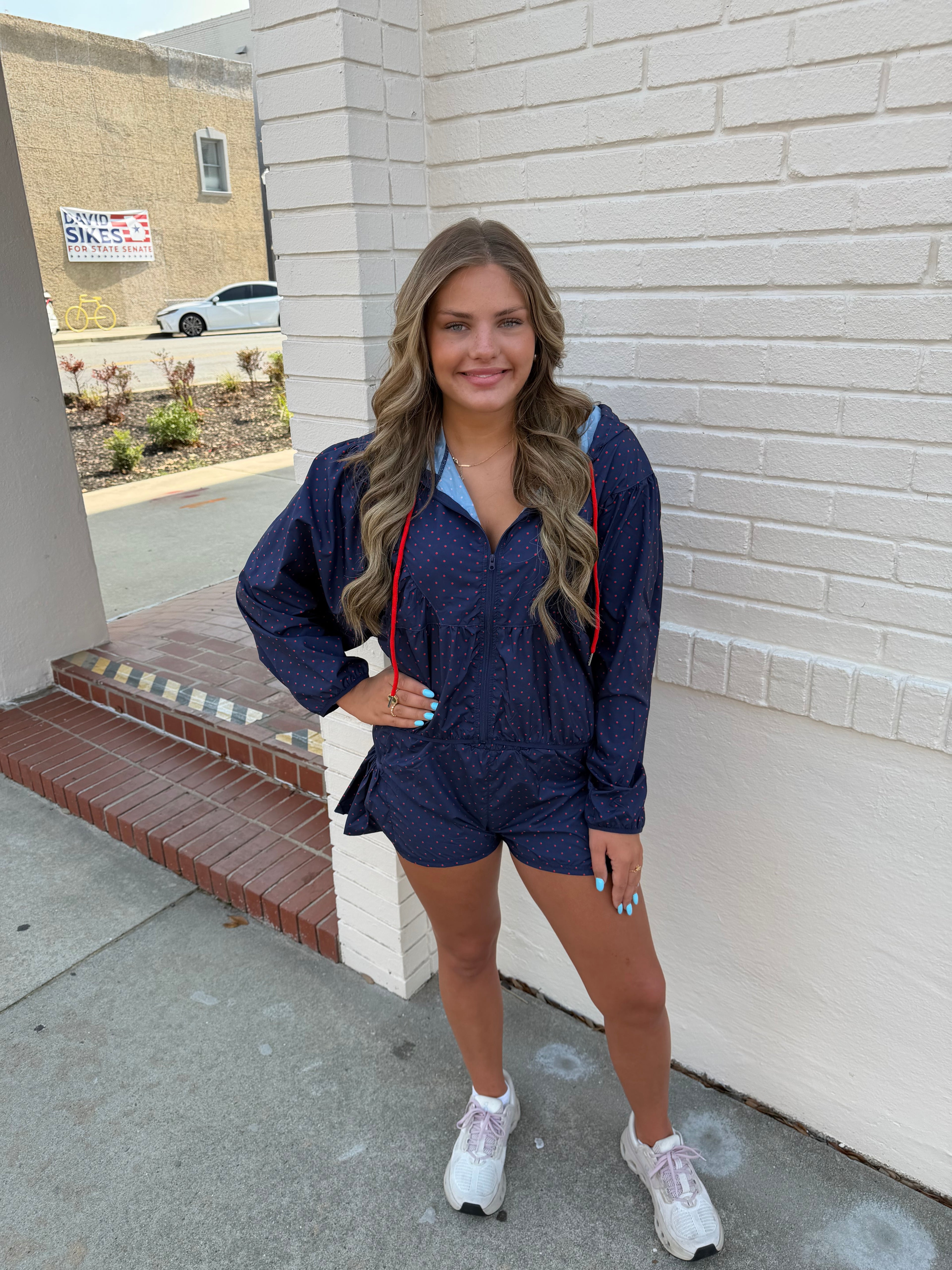 Polka Dot Print Nylon Flare Shorts