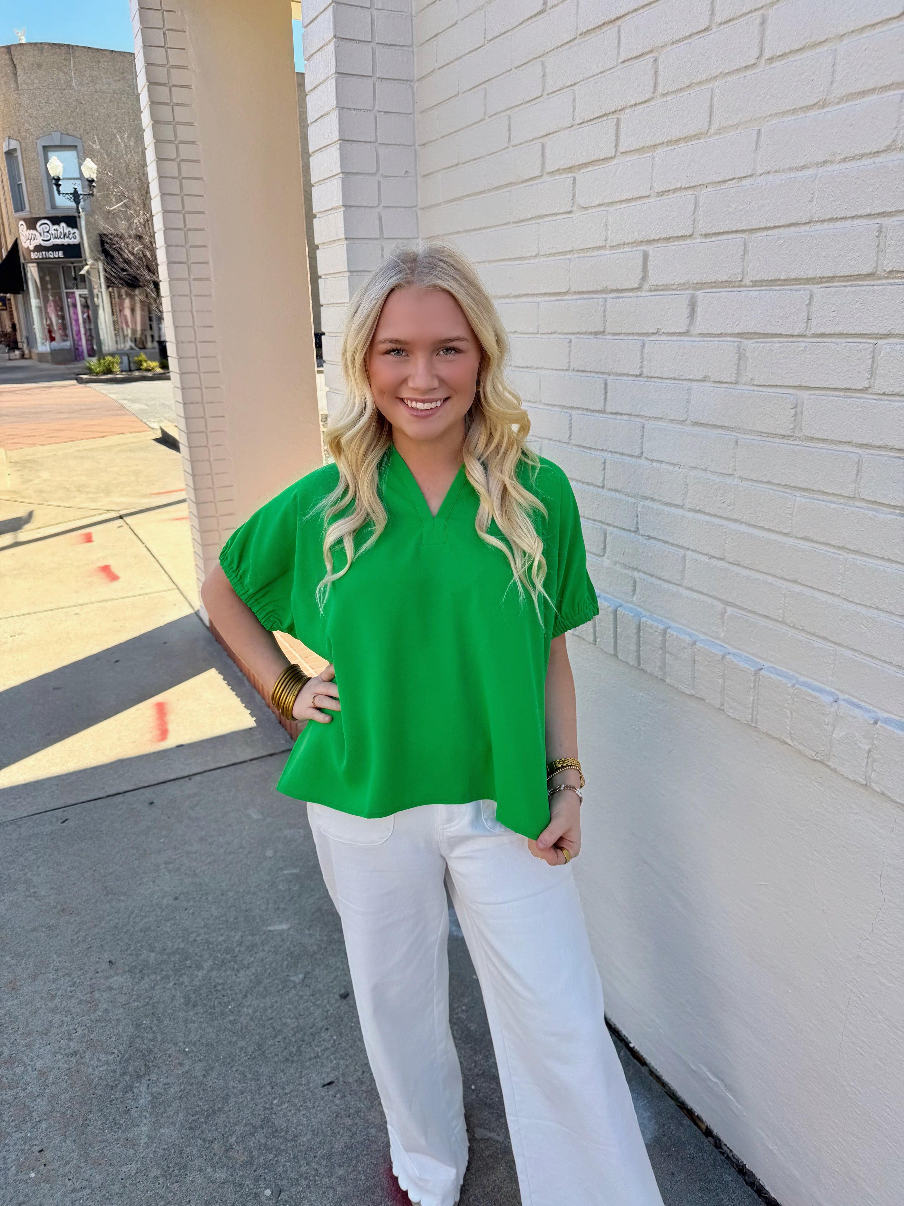 Green Sweetheart Blouse