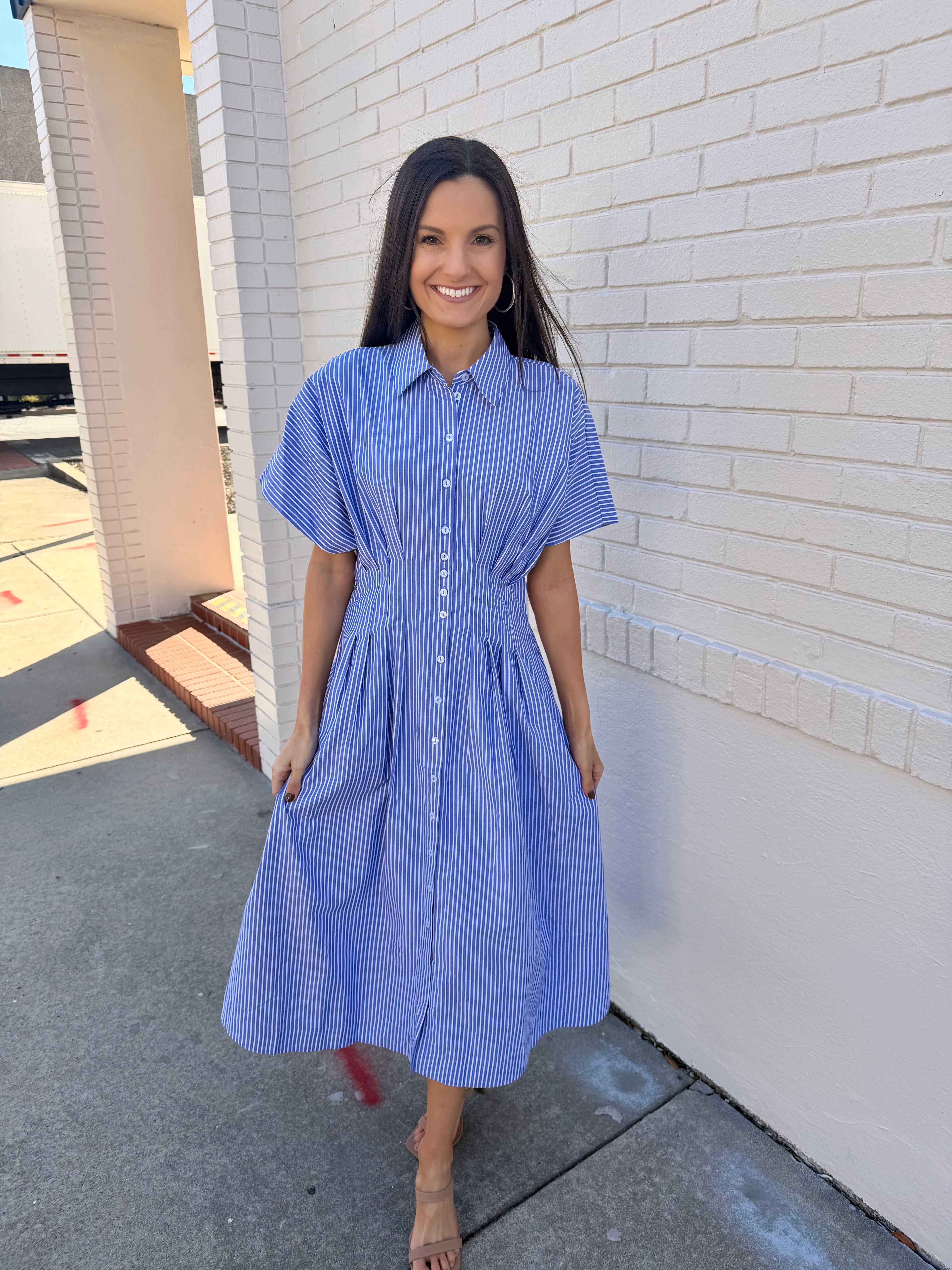 Striped Dolman Sleeve Maxi Dress