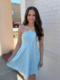 Blue Lemon Sleeveless Halter Mini Dress