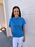 Rustic Blue Mock Neck Top