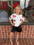 Red Sequin Bow Tee