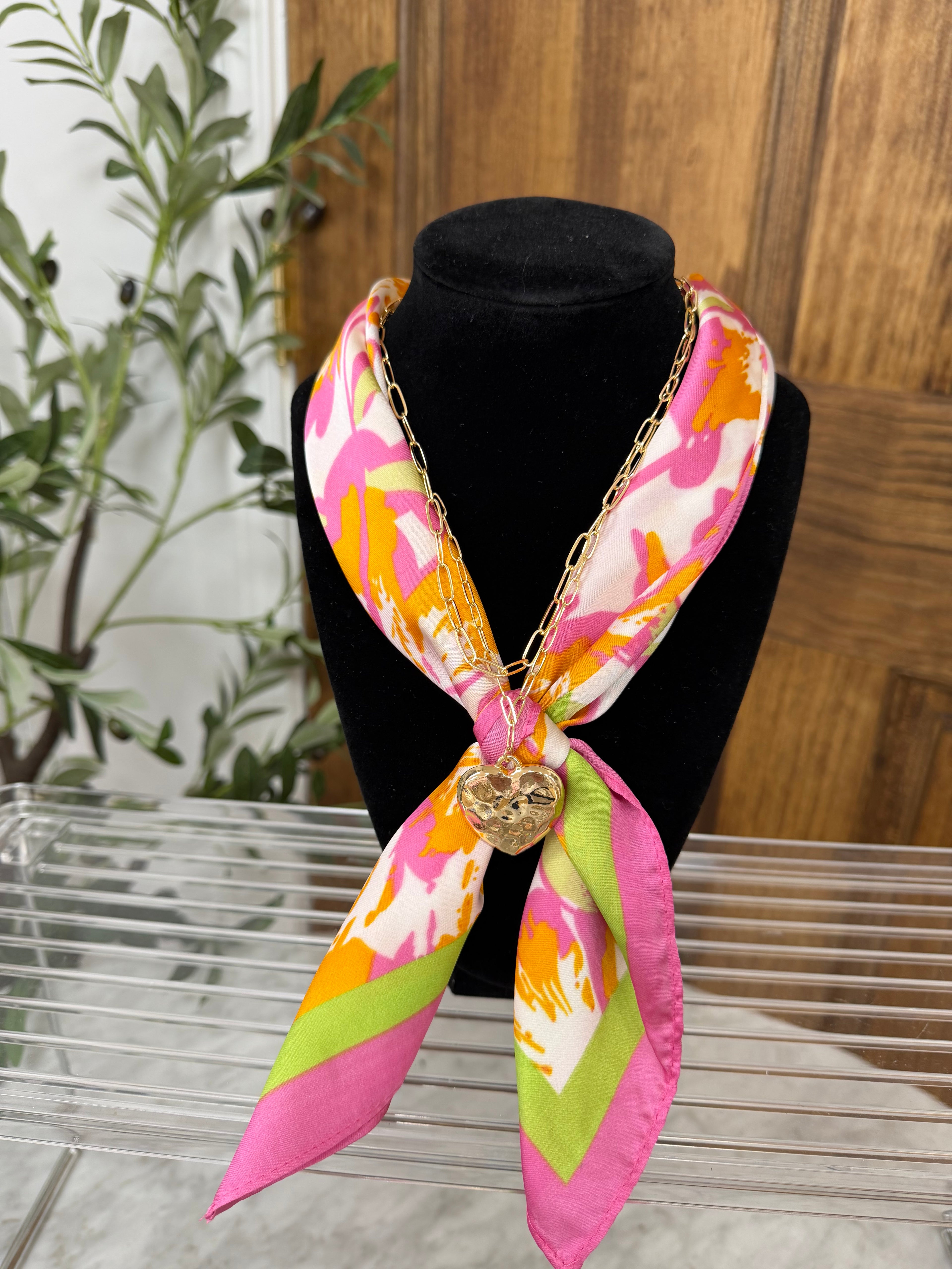 Heart Pendant & Scarf Necklace