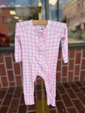 Pink Gingham Ruffle Sleeper