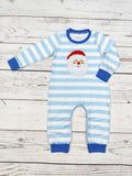 Santa's Blue Striped Romper