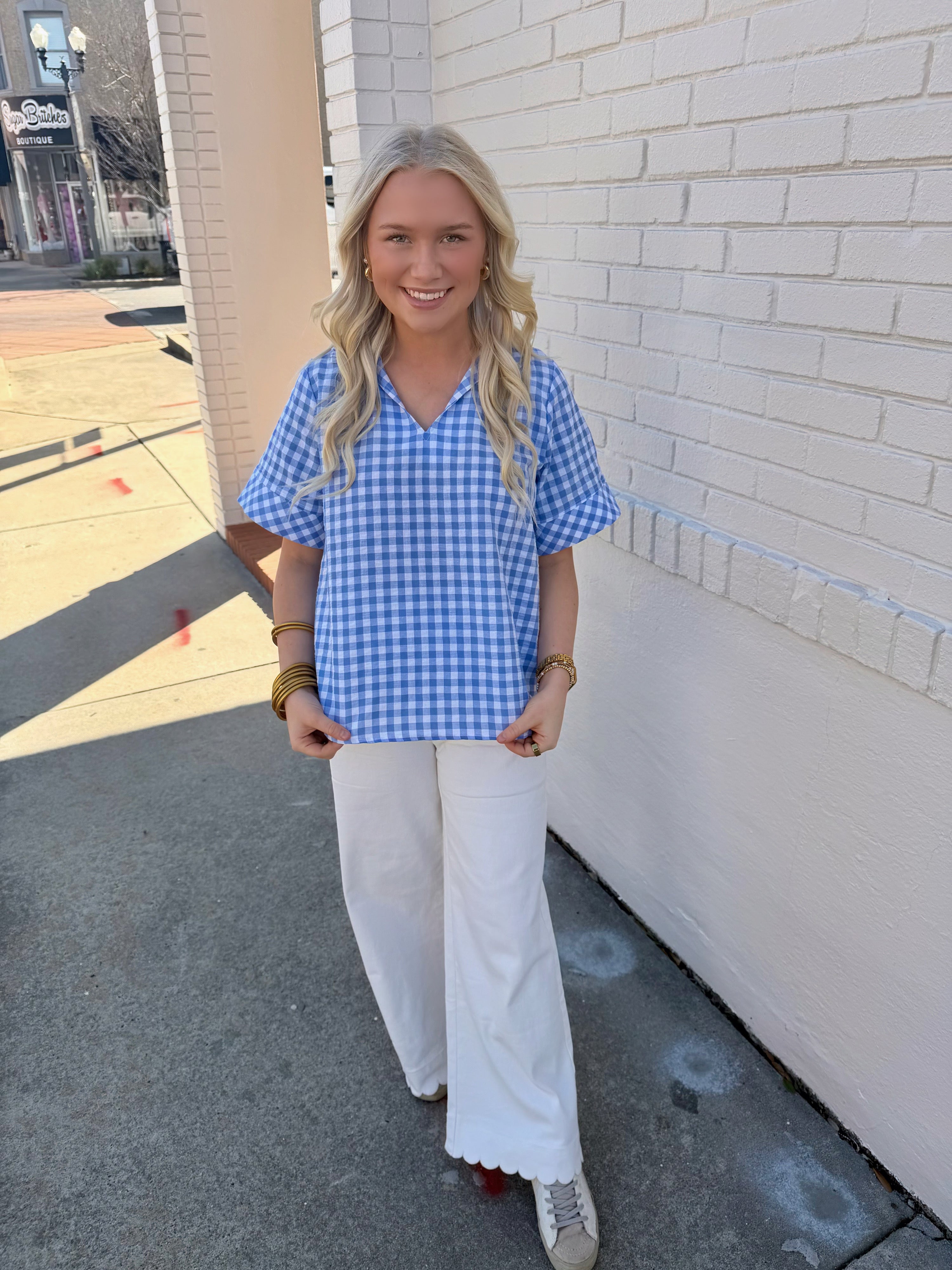 Blue Simply Gingham Blouse