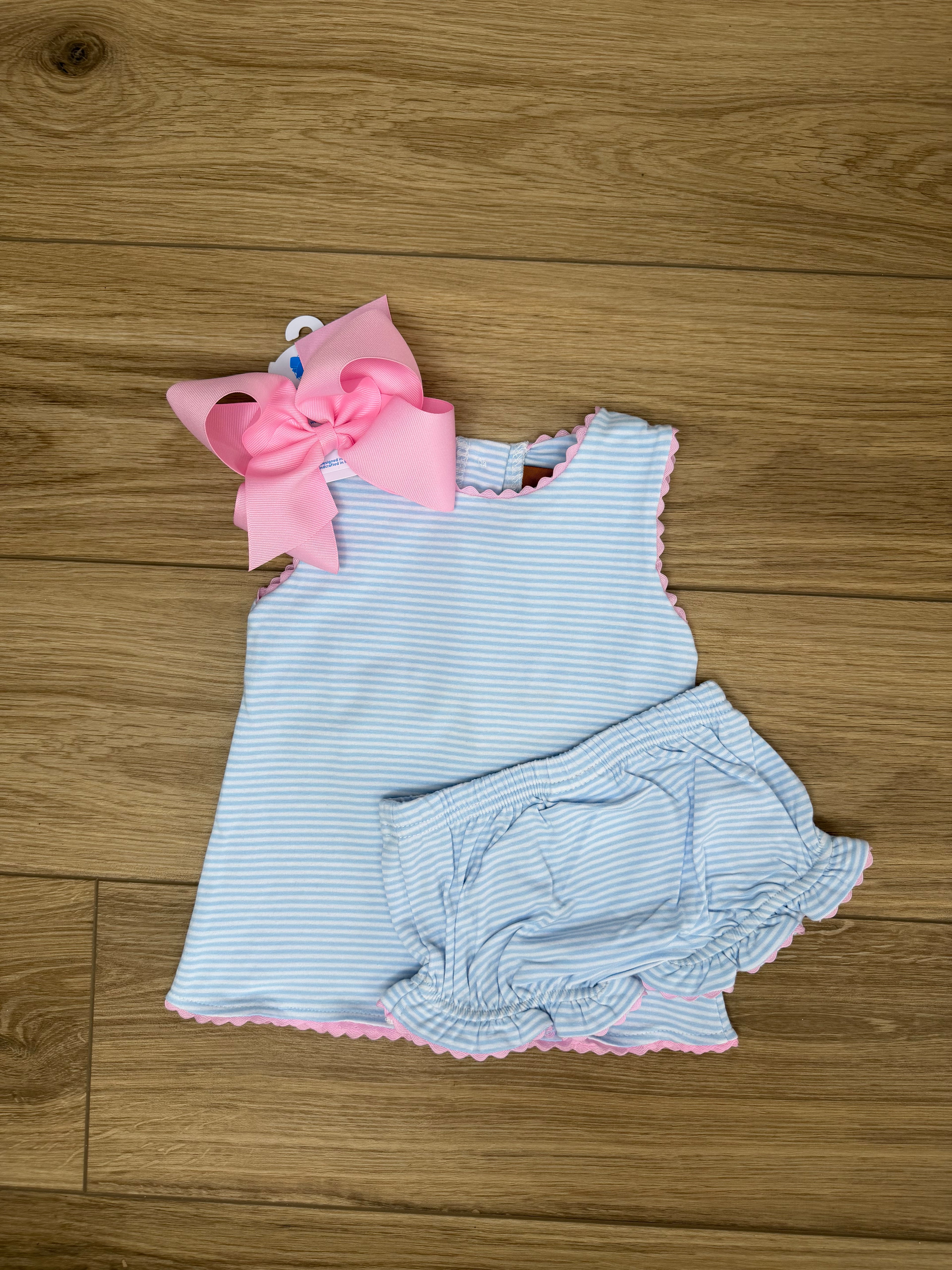 Millie Bloomer Set- Blue Stripe