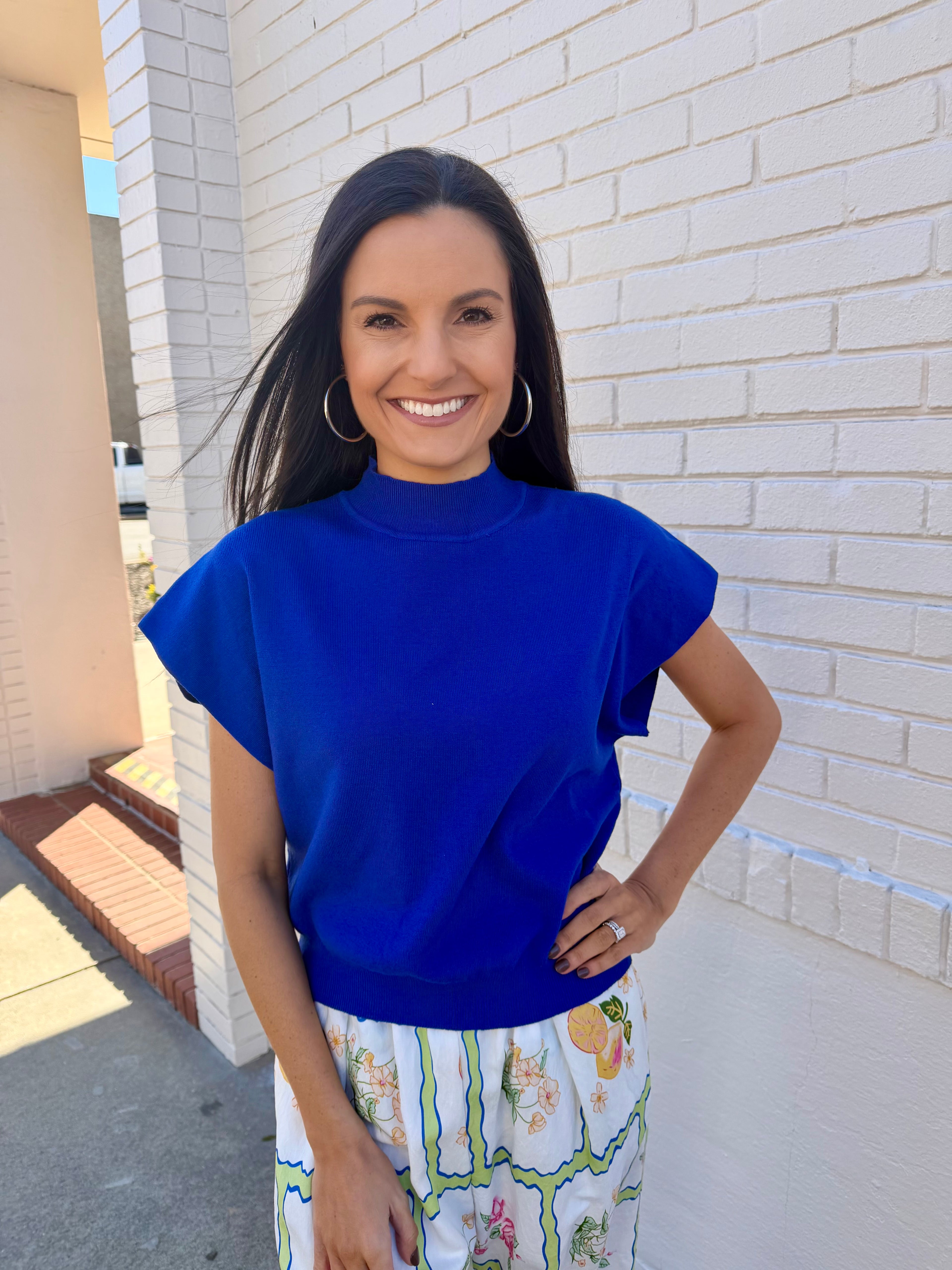 Royal Blue Mock Neck Top