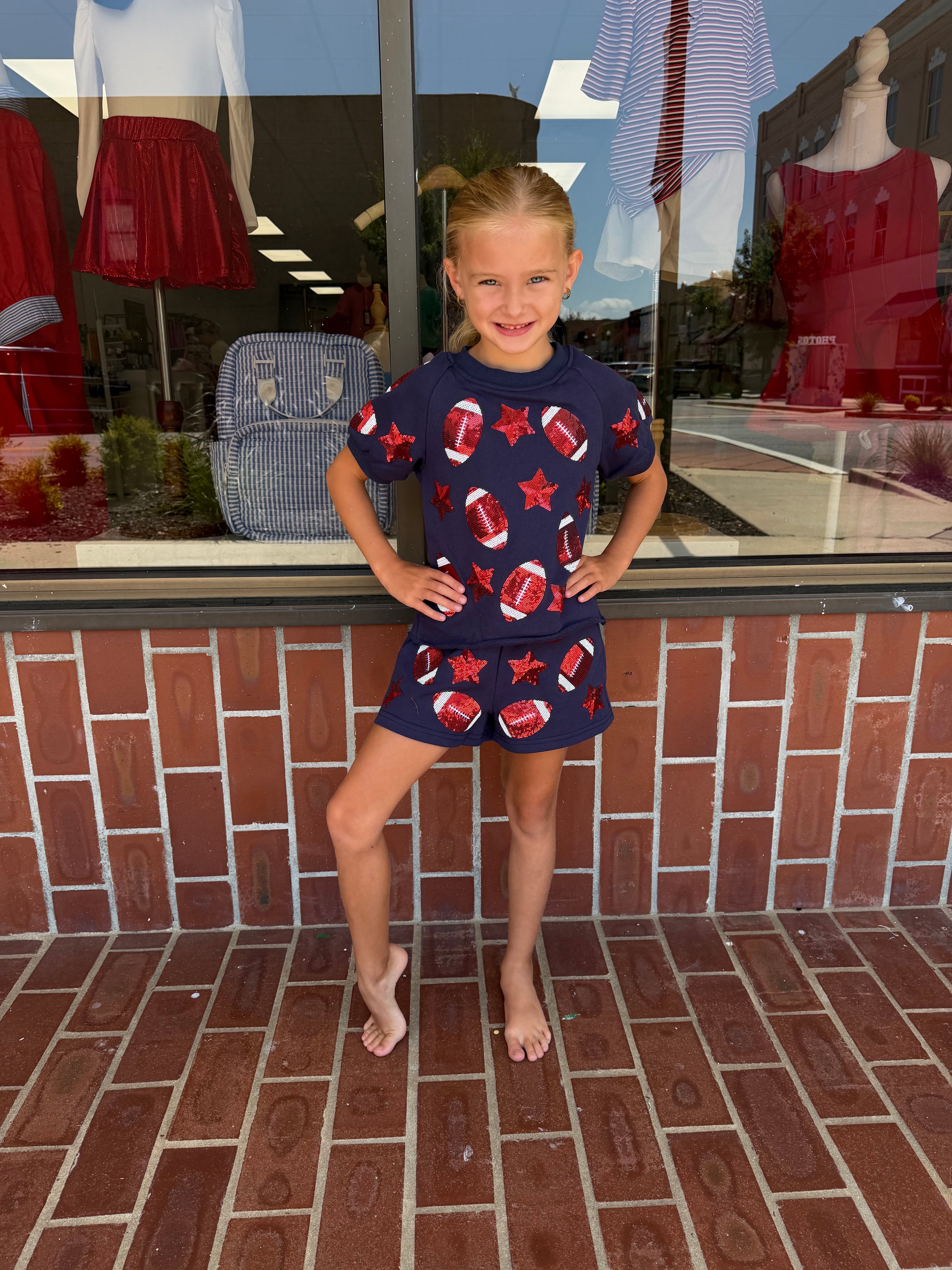 Navy & Red Football Top