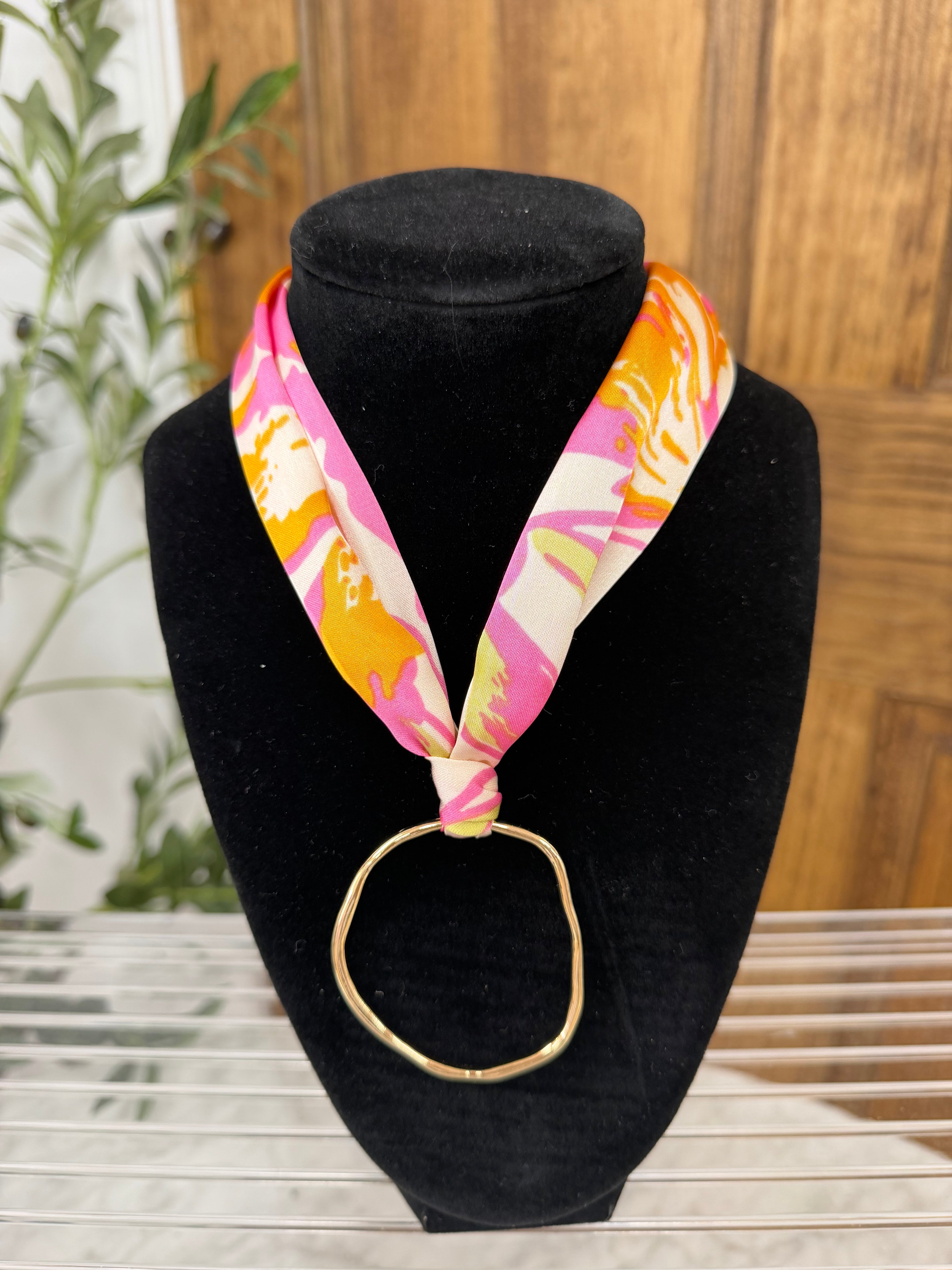 Abstract Ring PDT Scarf Necklace