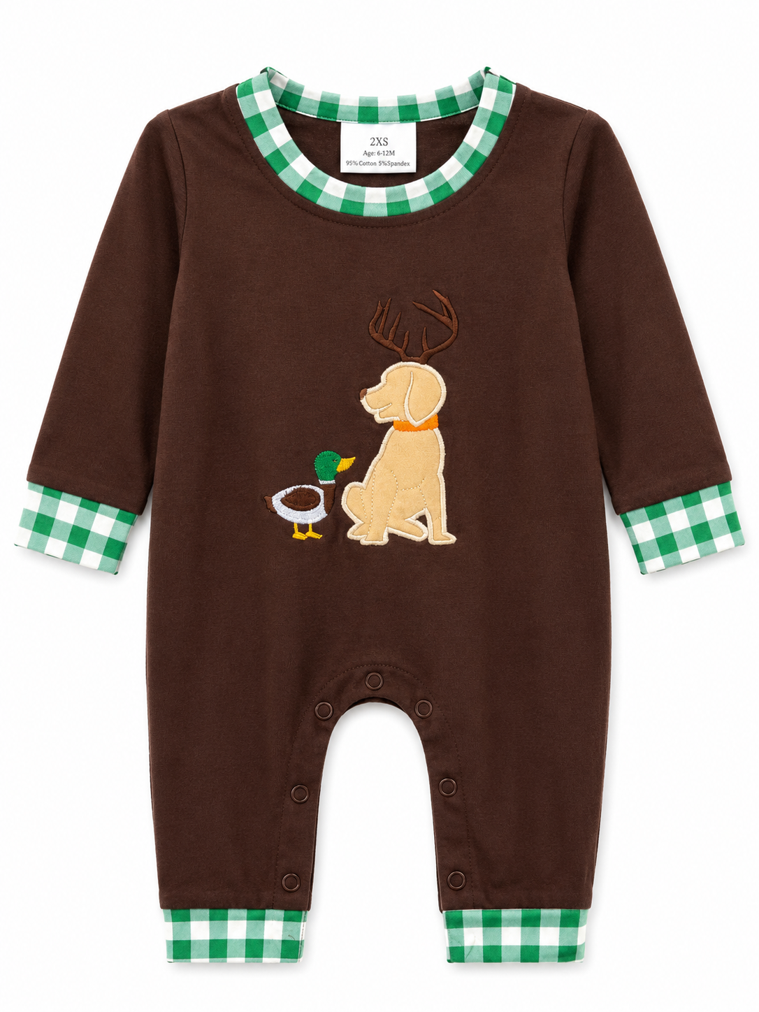 Hunting Buddy Plaid Trim Romper