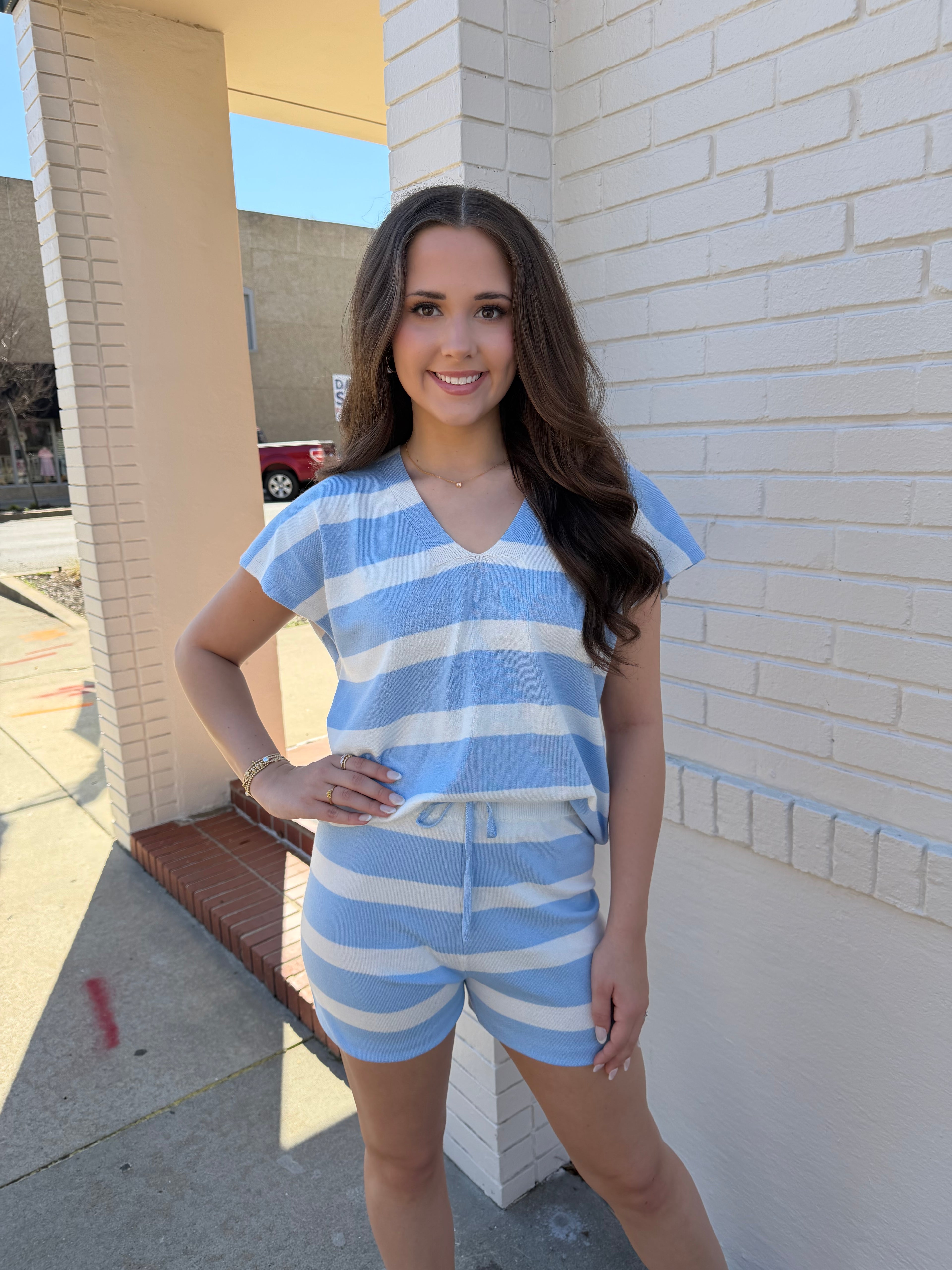 Sky Breeze Striped Knit Lounge Set