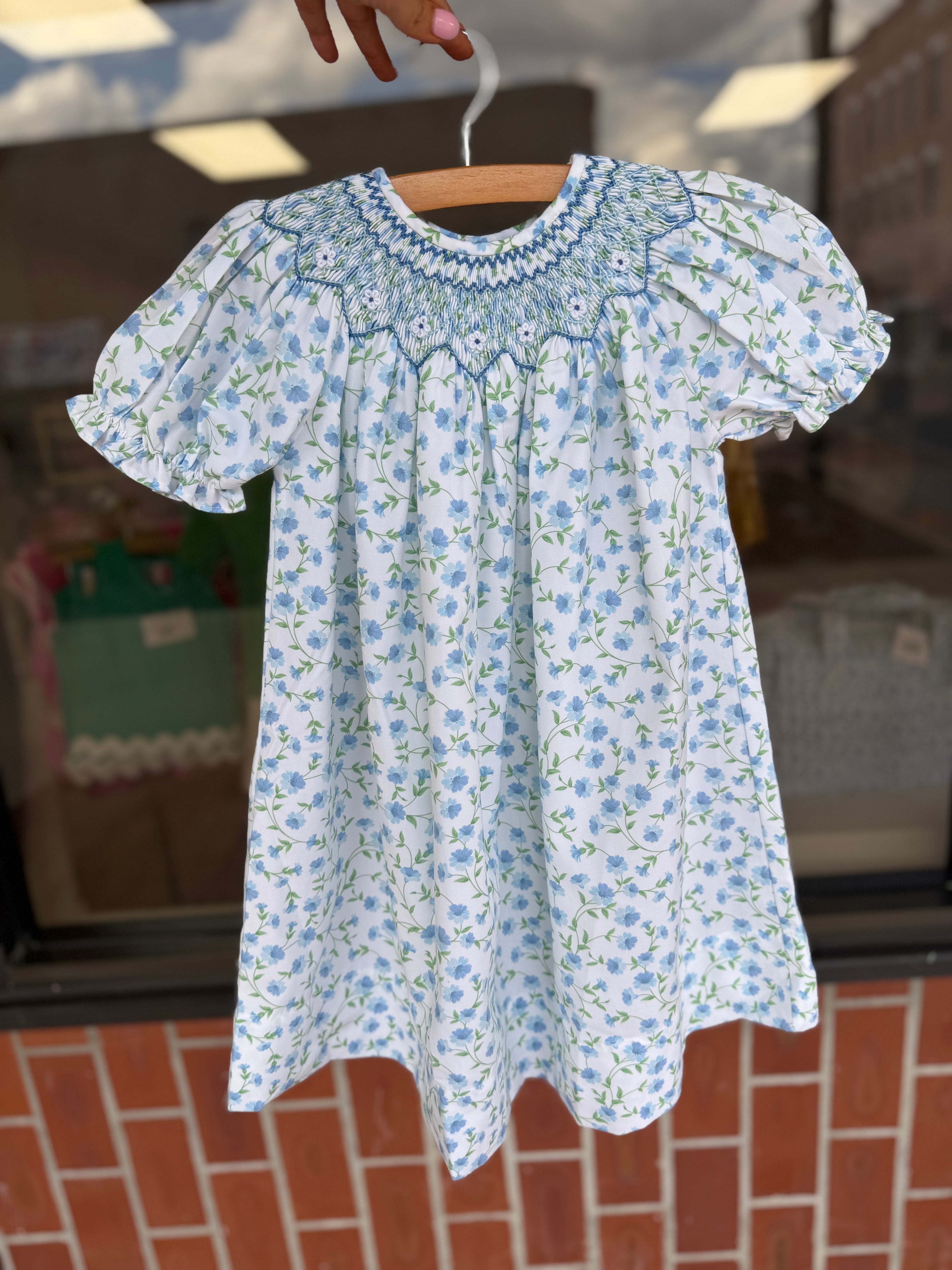 Glory Blue Floral Smocked Dress