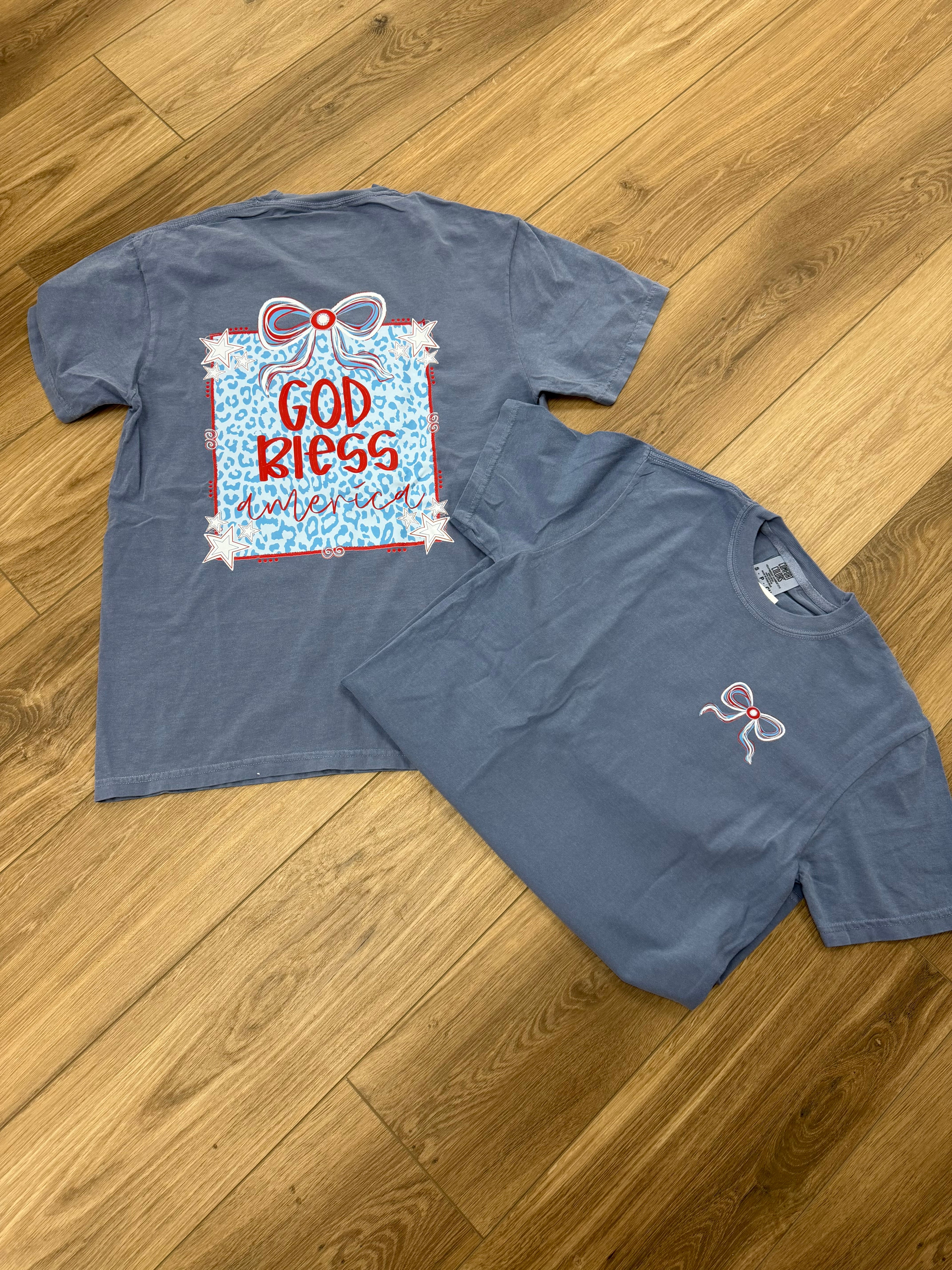 God Bless America Bow Tee