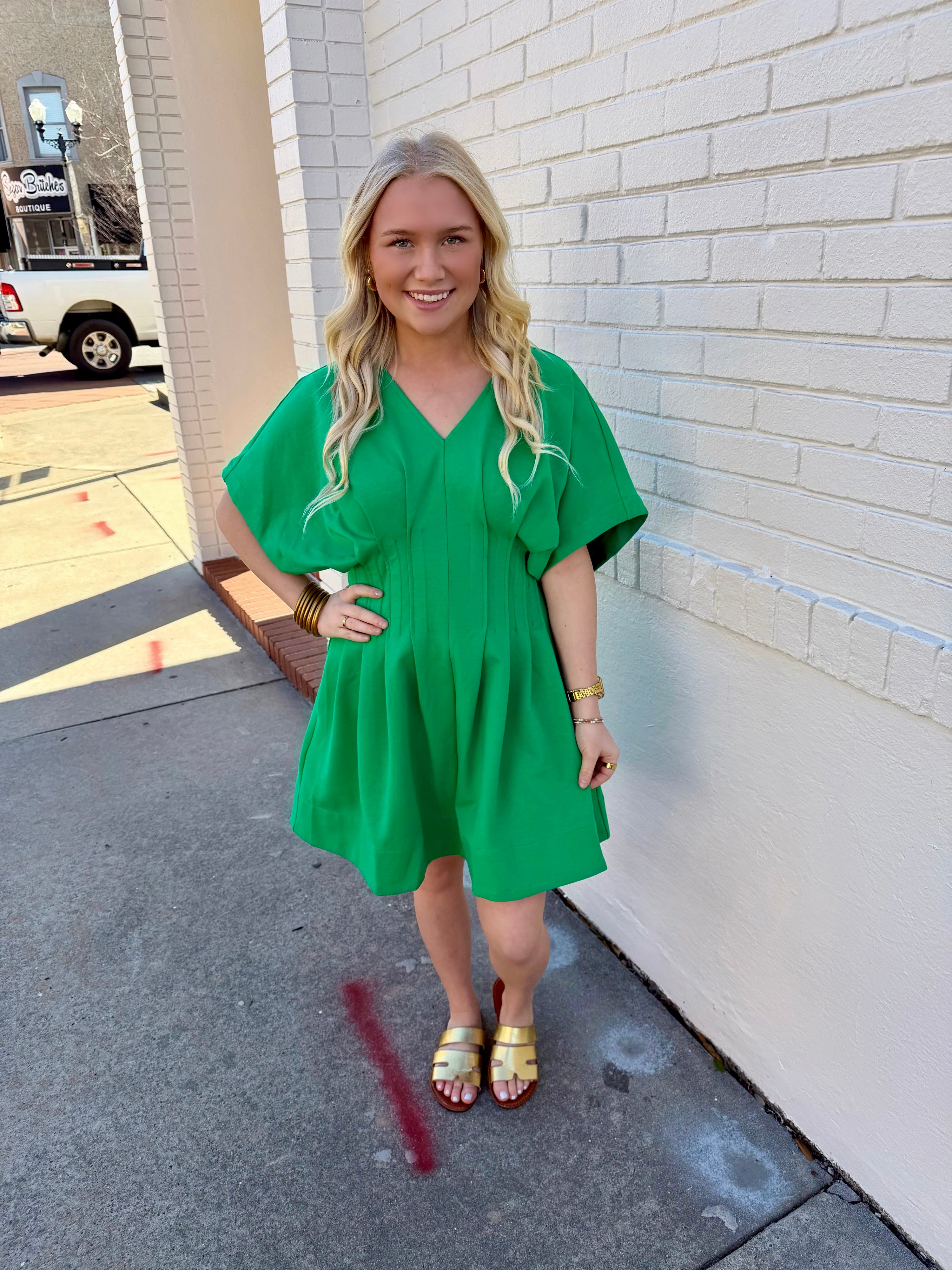 Everly in Green Dress