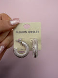 Small Chunky Silver Half Hoop