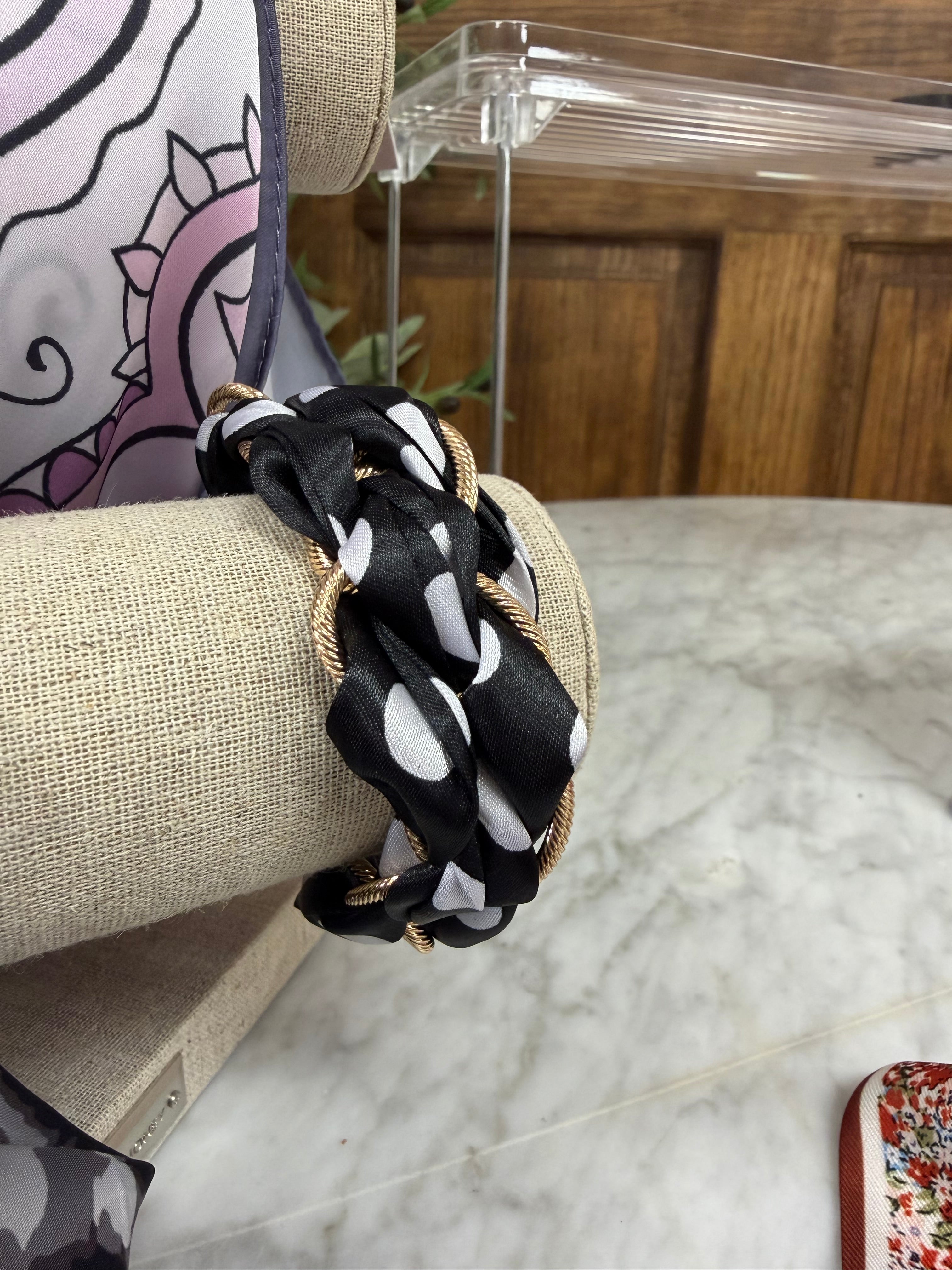 Polka Dot Scarf & Textured Chain Bracelet