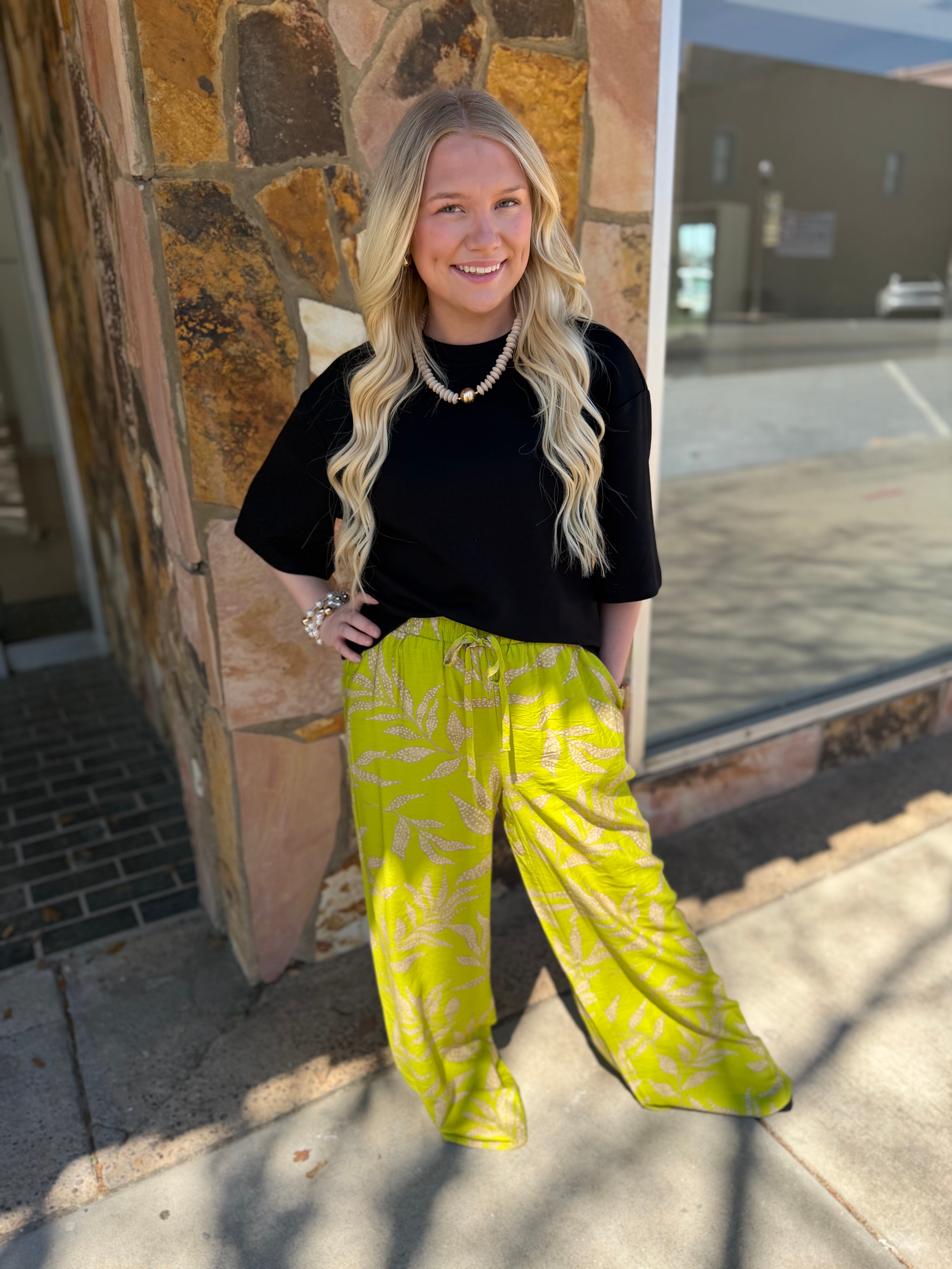 Green Chartreuse Flowy Pants