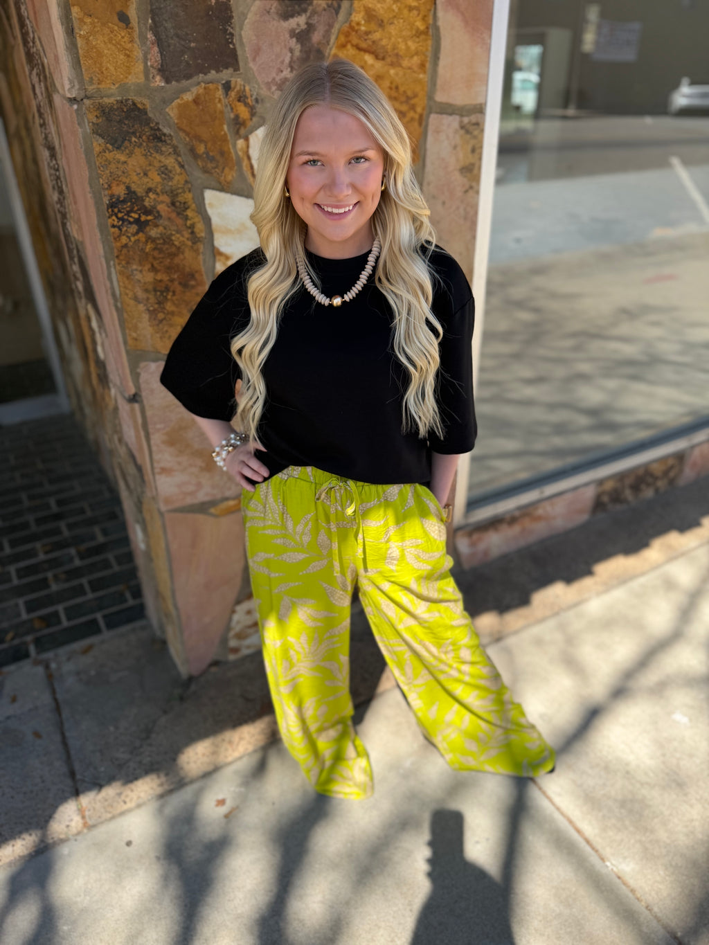 Green Chartreuse Flowy Pants