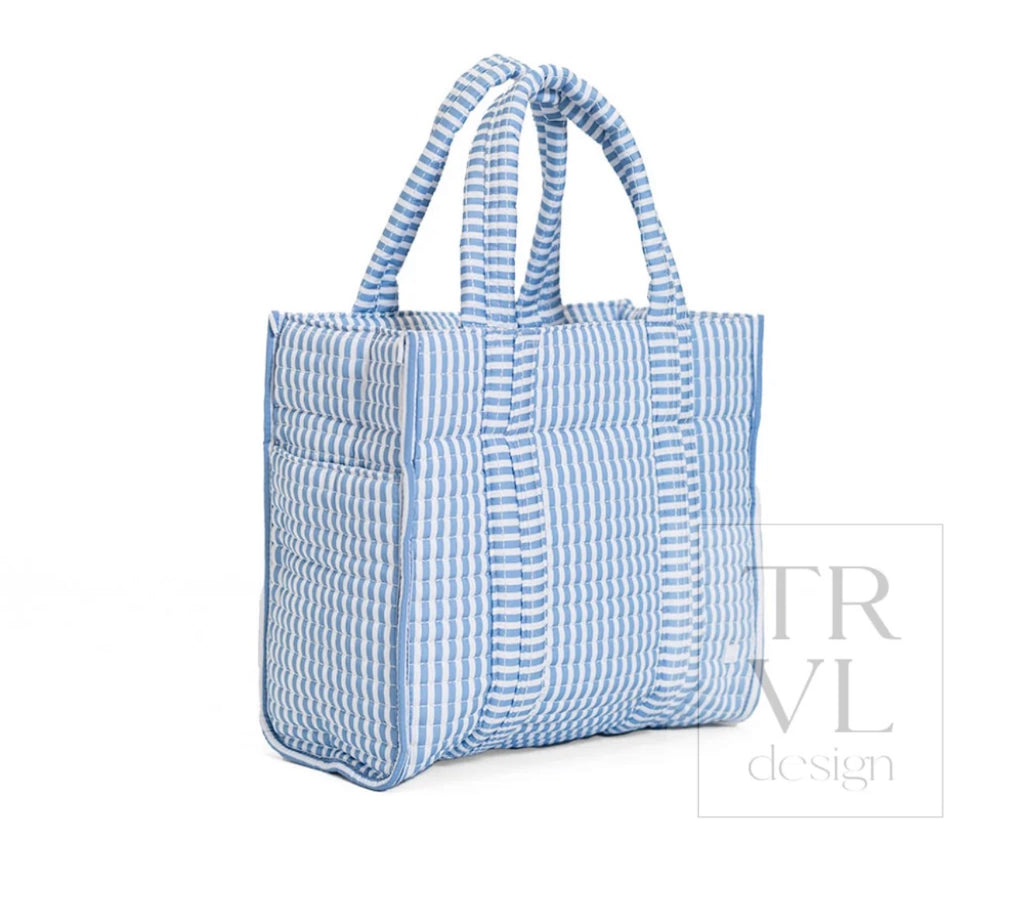 Quilted Mini Tote - Pimlico Stripe Chambray