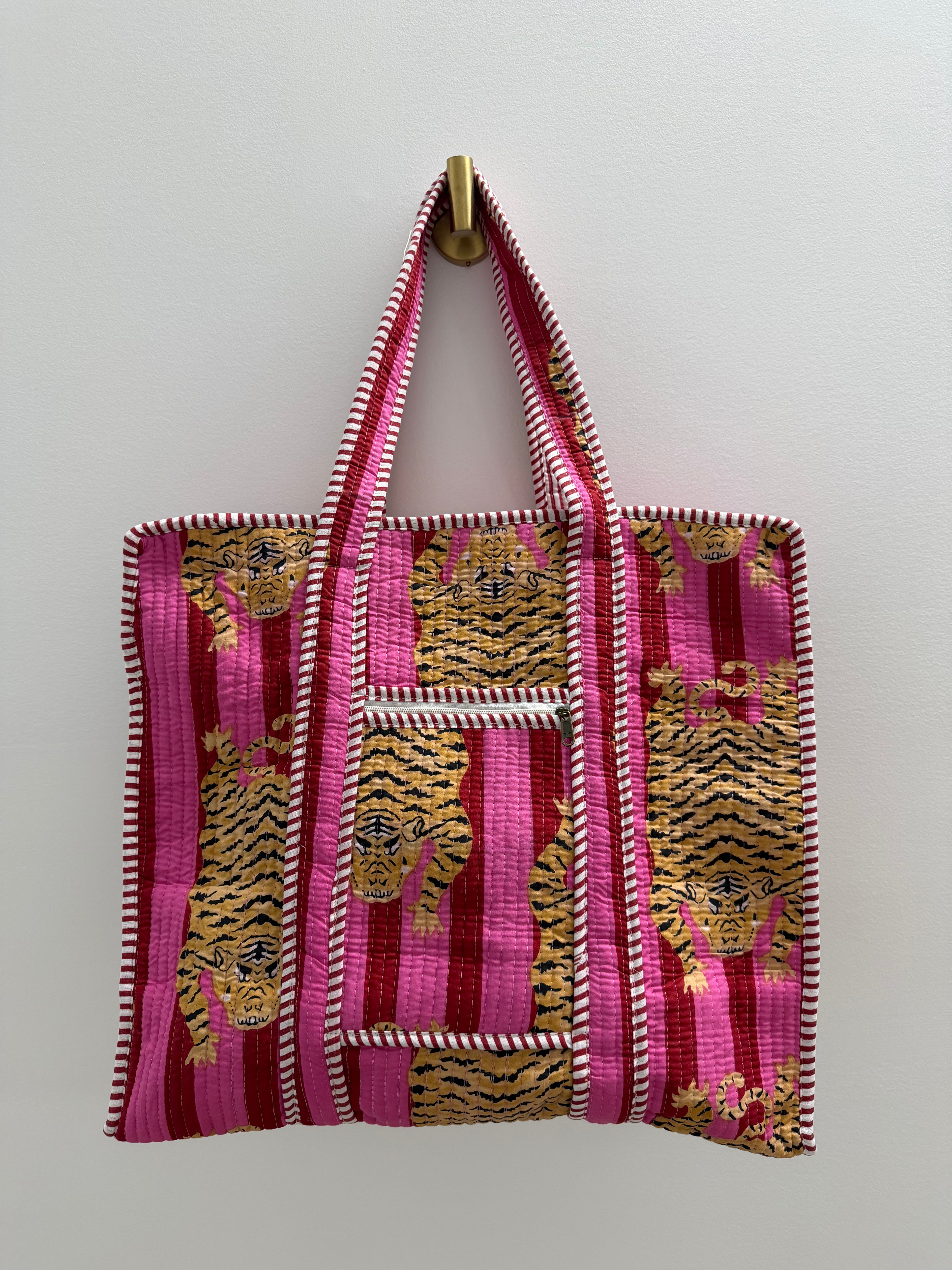 Tiger Print Quilted Cotten Tote Bag