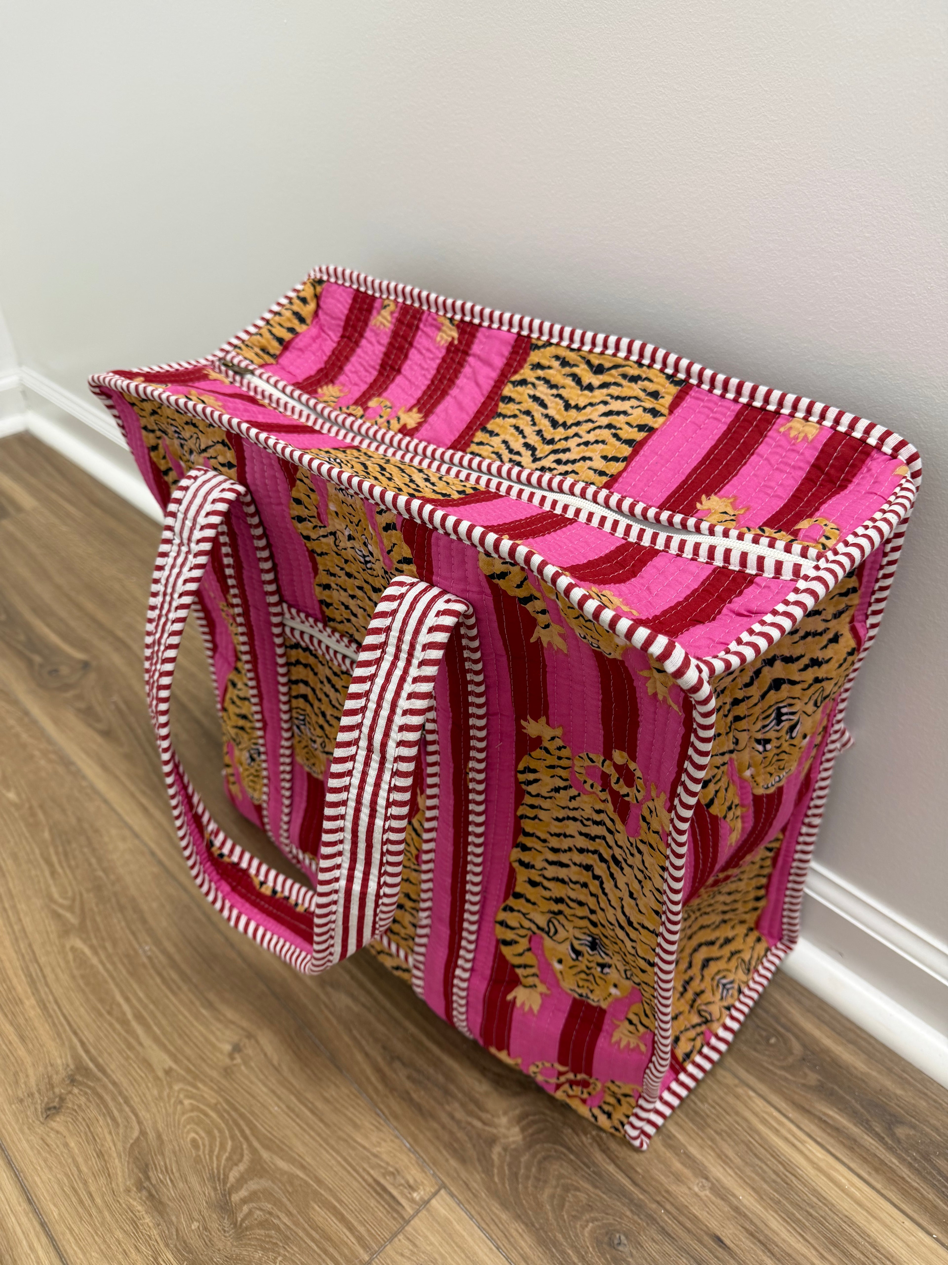 Tiger Print Quilted Cotten Tote Bag