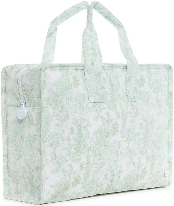 Overnight Tote- Bunny Toile Green