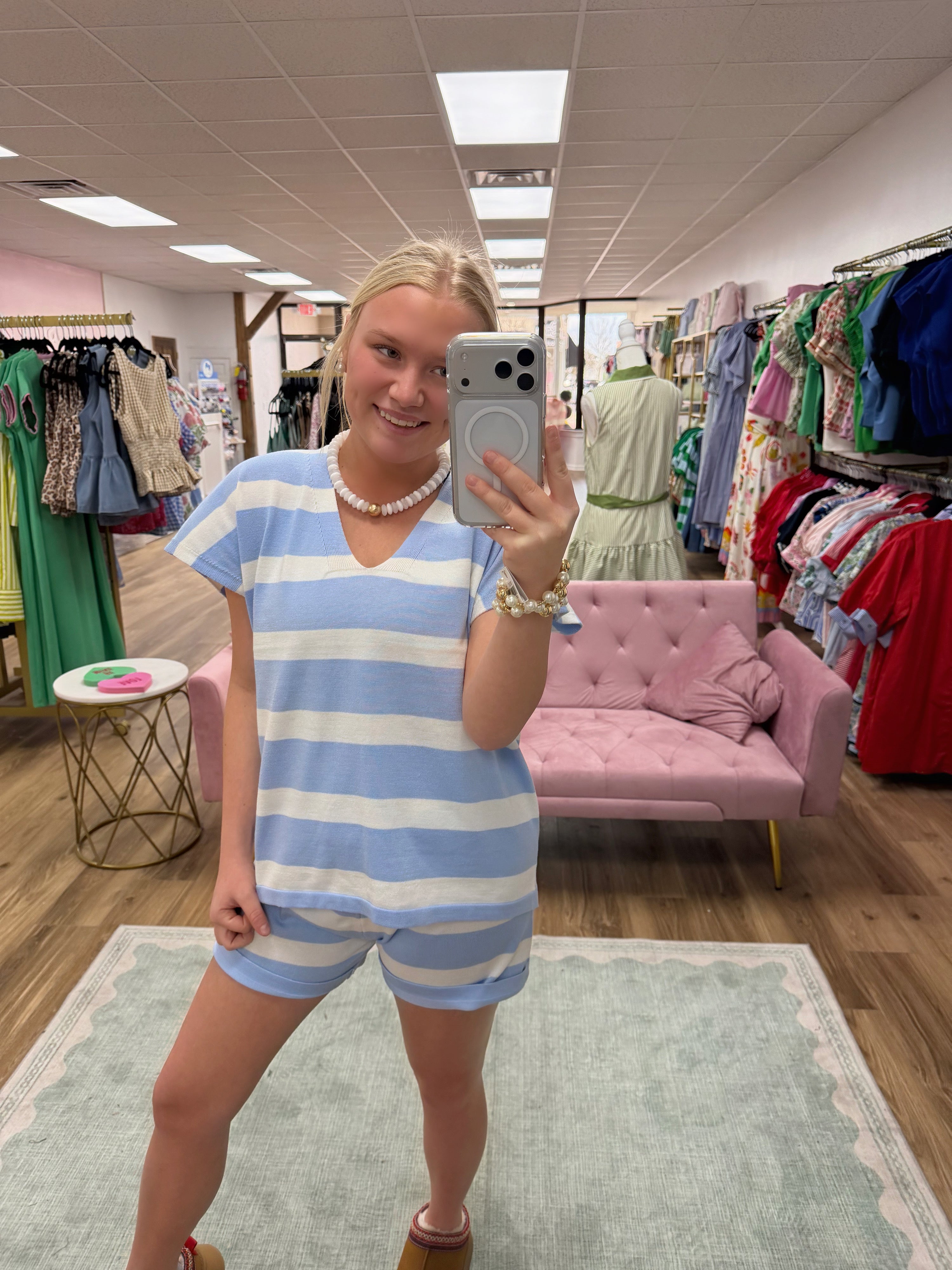 Sky Breeze Striped Knit Lounge Set