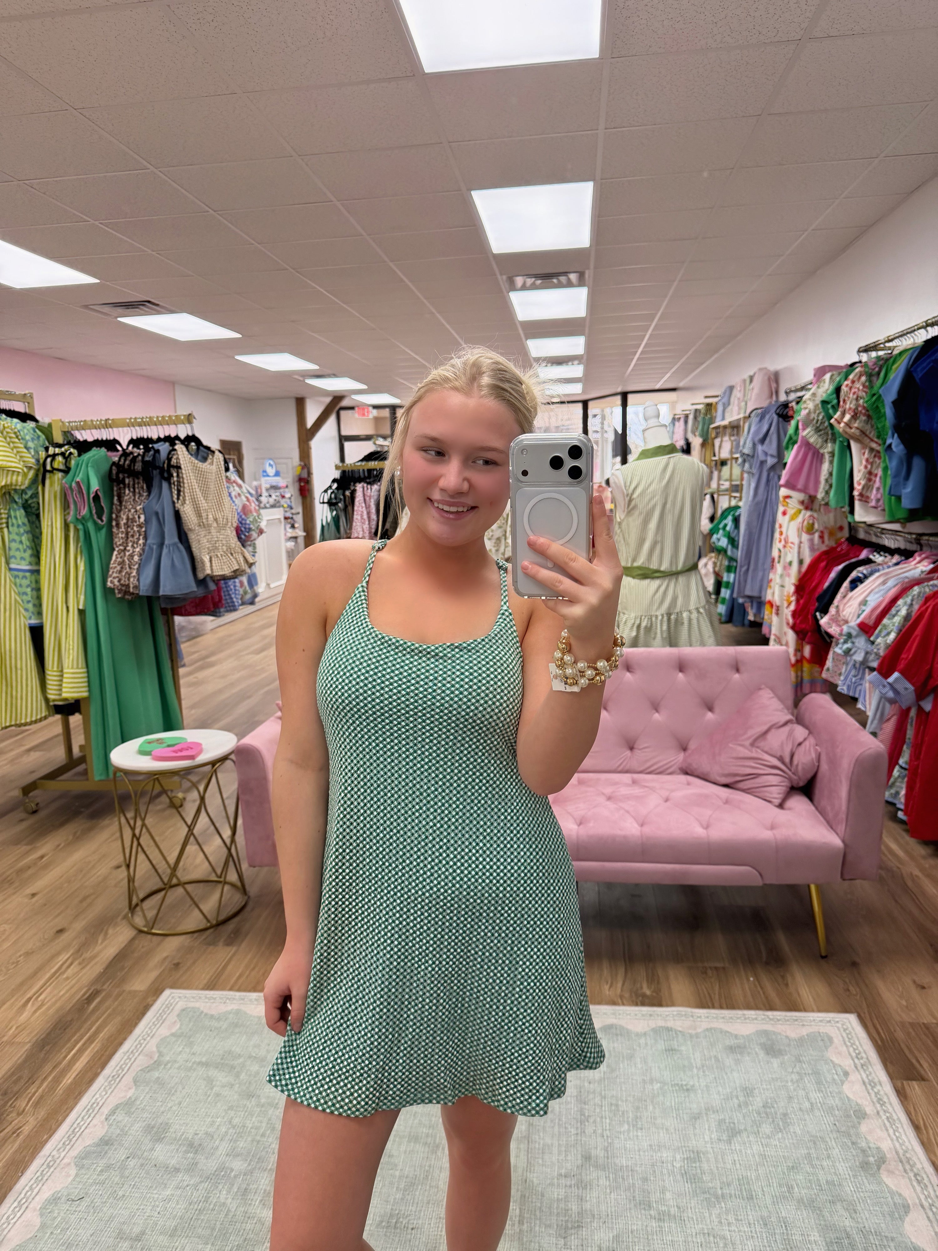 Textured Checkerd Knit Mini Tennis Dress