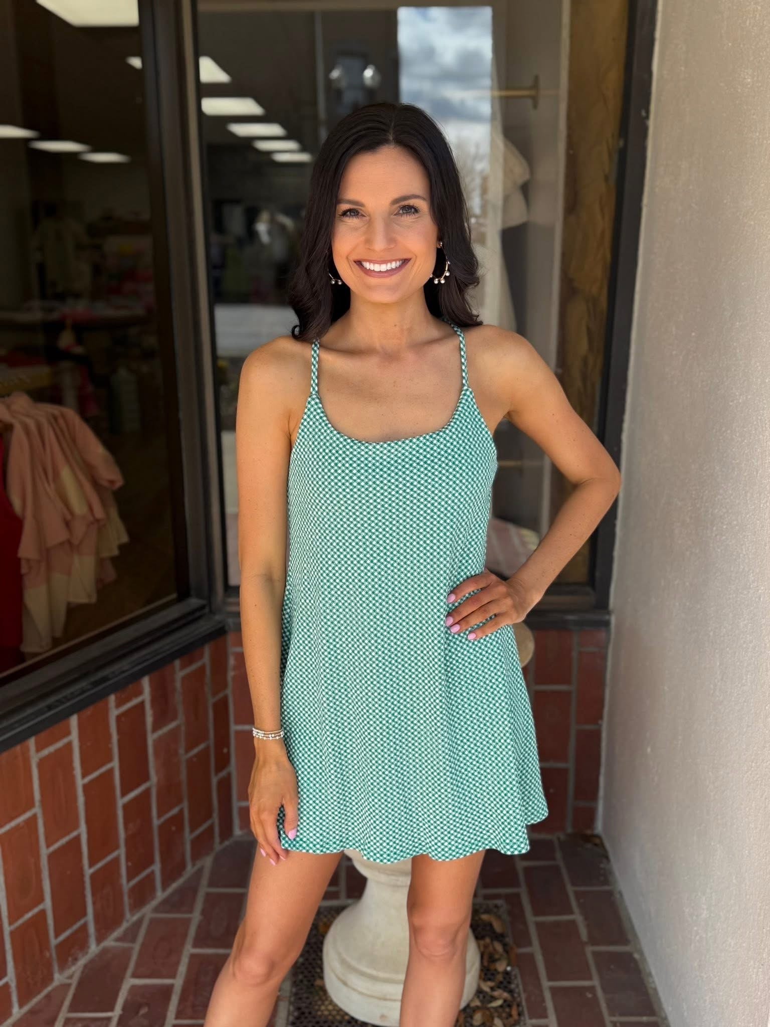 Textured Checkerd Knit Mini Tennis Dress