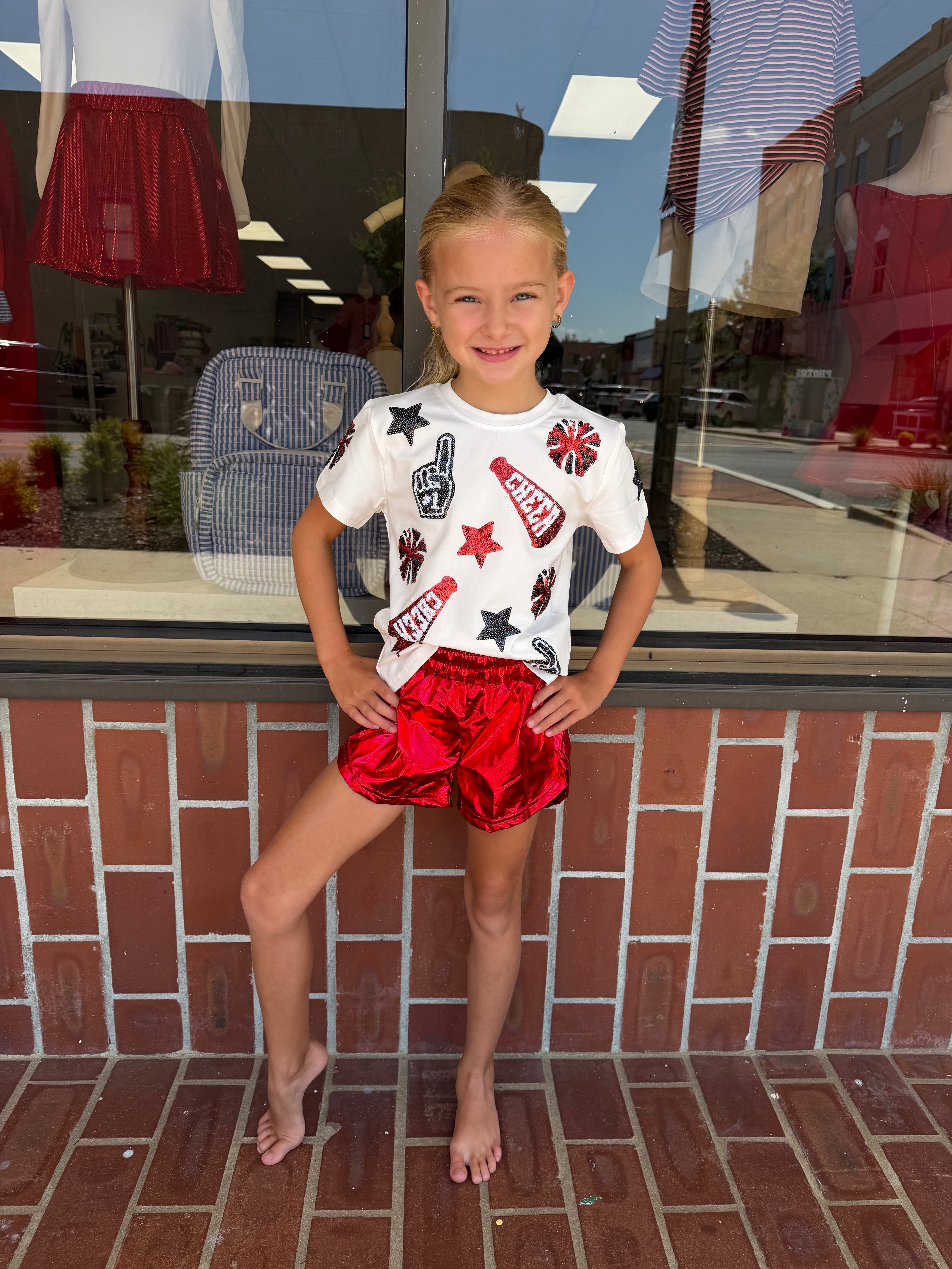 Red Metallic Shorts