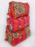 Tiger Block Print Toiletry Bags