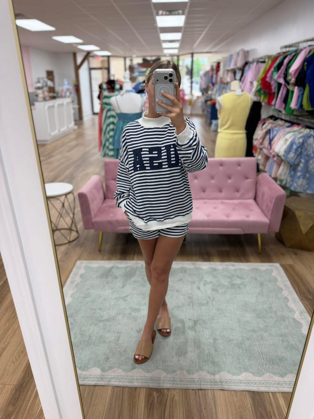 USA Mock neck Sweatshirt Set