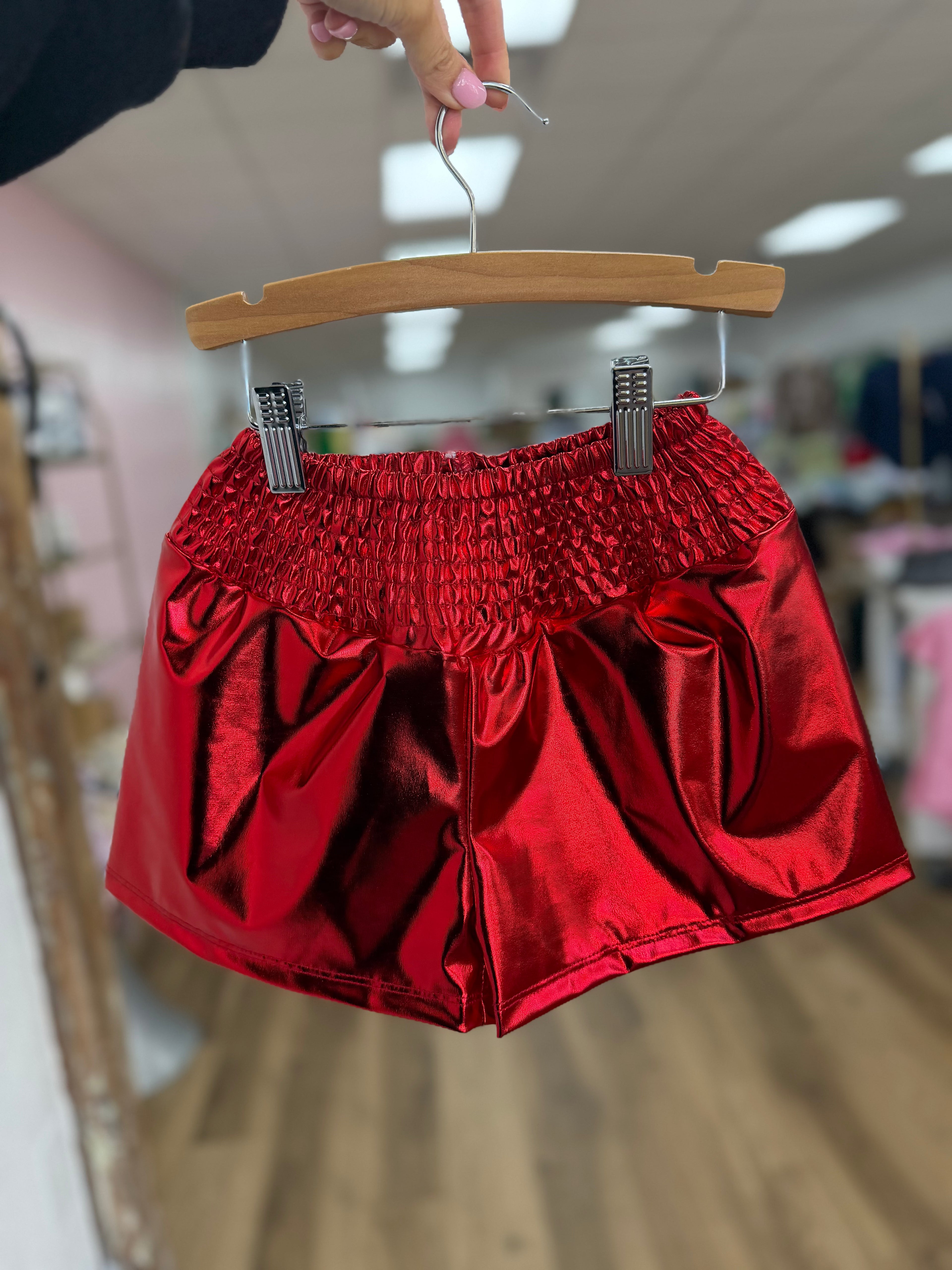 Bella Solid Red Shorts