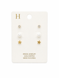 3 Star Stud Earrings Set