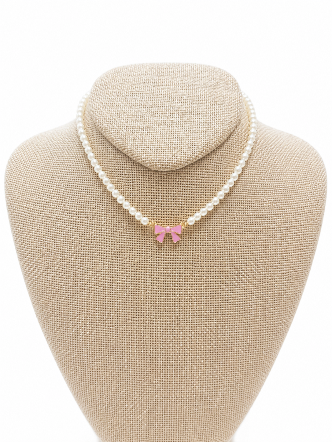 Pearl Beaded and Bow Necklace