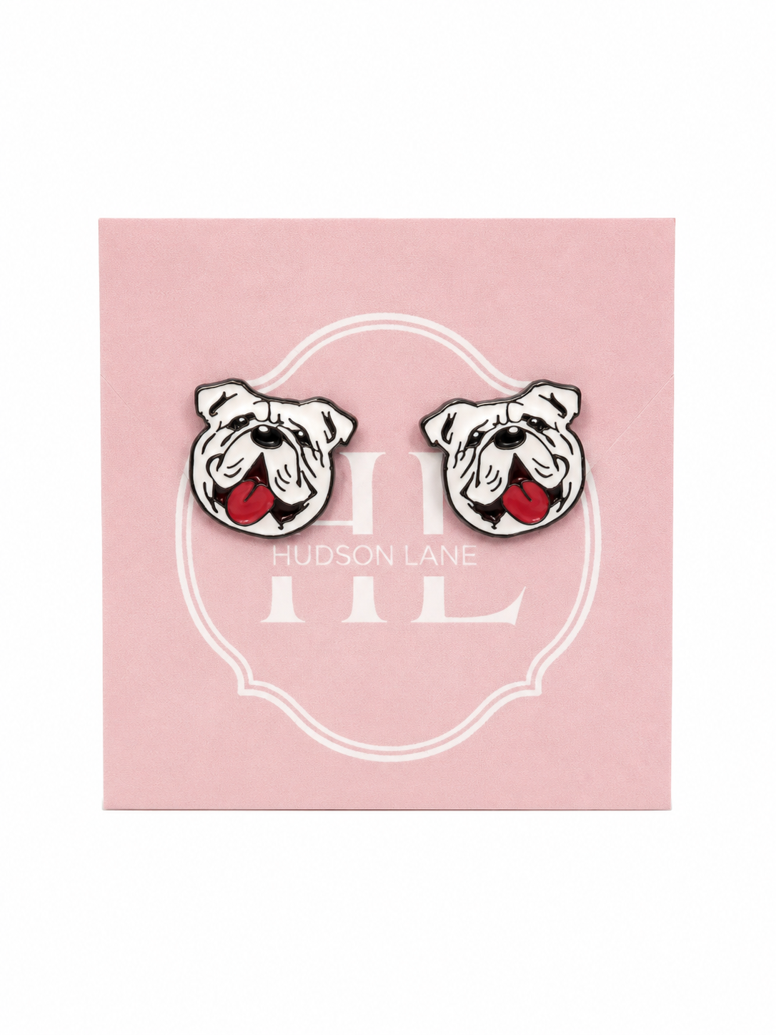 Black Epoxy Bulldog Earrings