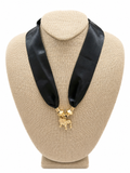 Black/Gold Bulldog Pendant Scarf