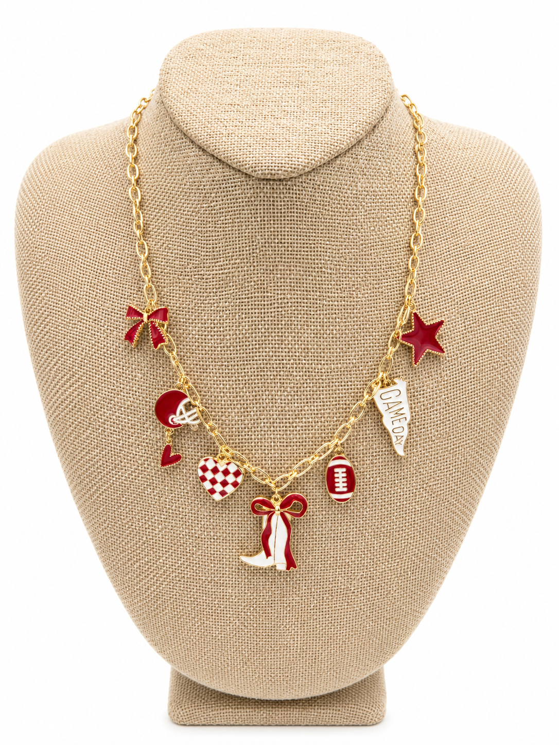 Red/White Football Charm Necklace