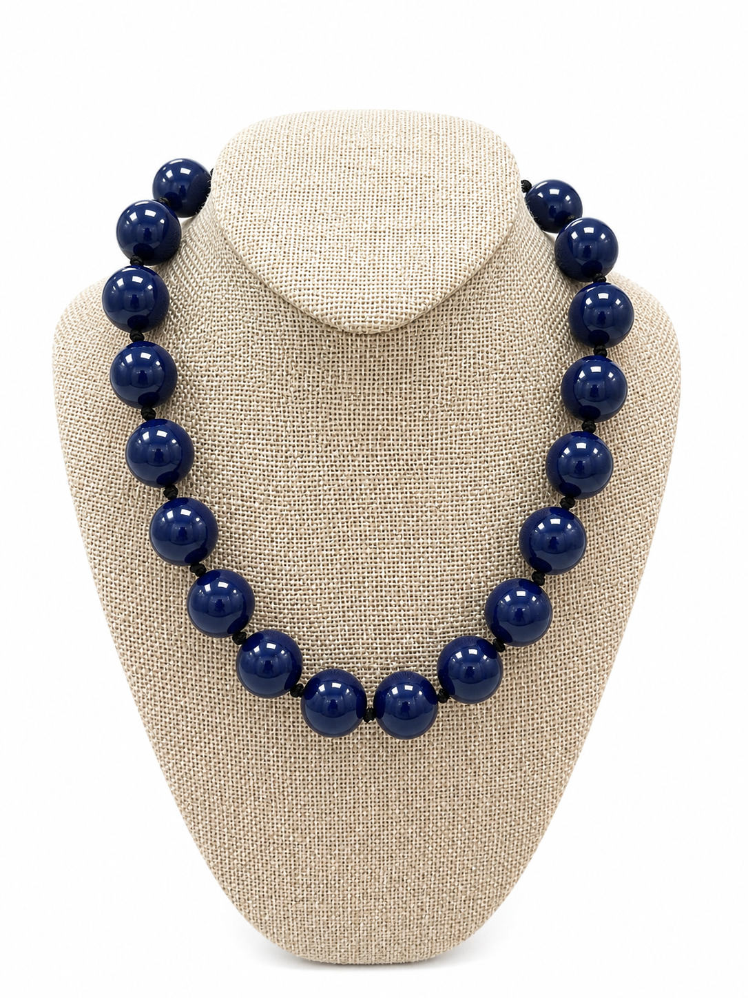 Navy Ball & Knot Necklace