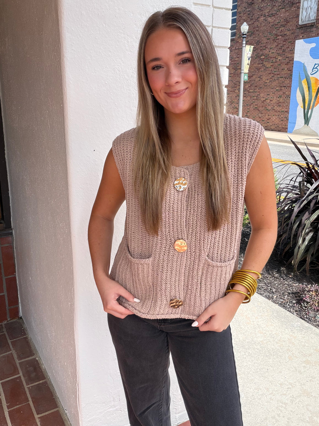 Taupe Classic Knit Top