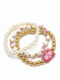 Pink Flower Mahjong Bracelet